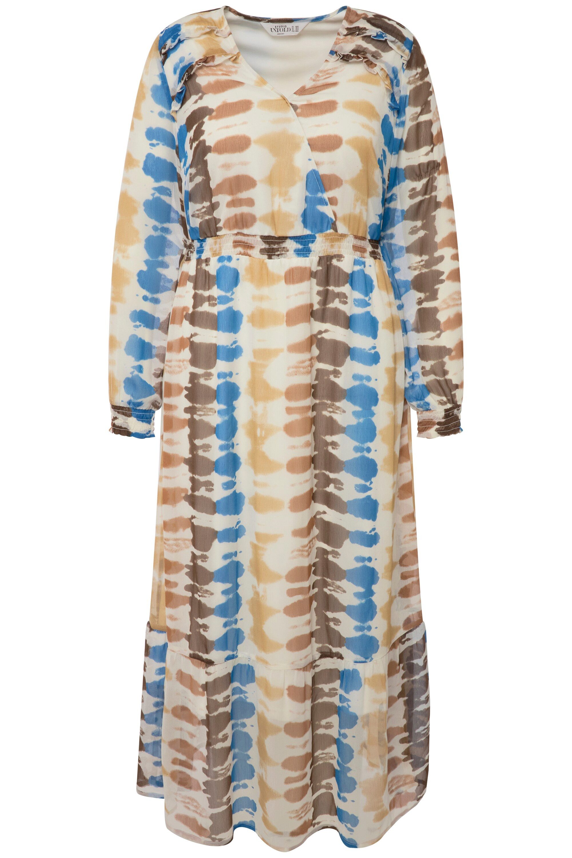 Studio Untold Maxikleid Maxikleid A-Line Batik Print V-Ausschnitt Langarm günstig online kaufen