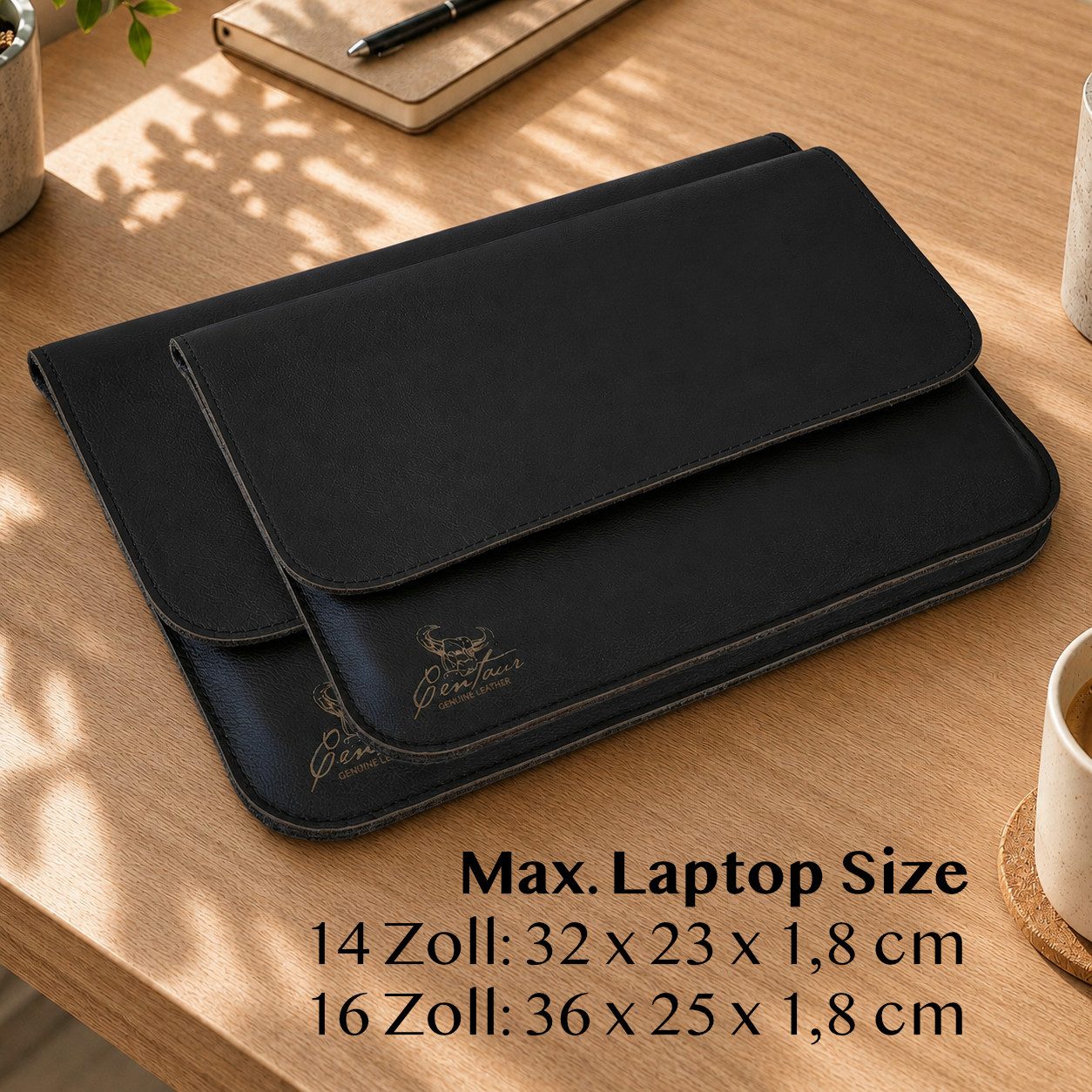 Centaur Laptoptasche aus echtem Leder, Notebooktasche, Hochwertiges Leder, echtes Rindleder, Handarbeit