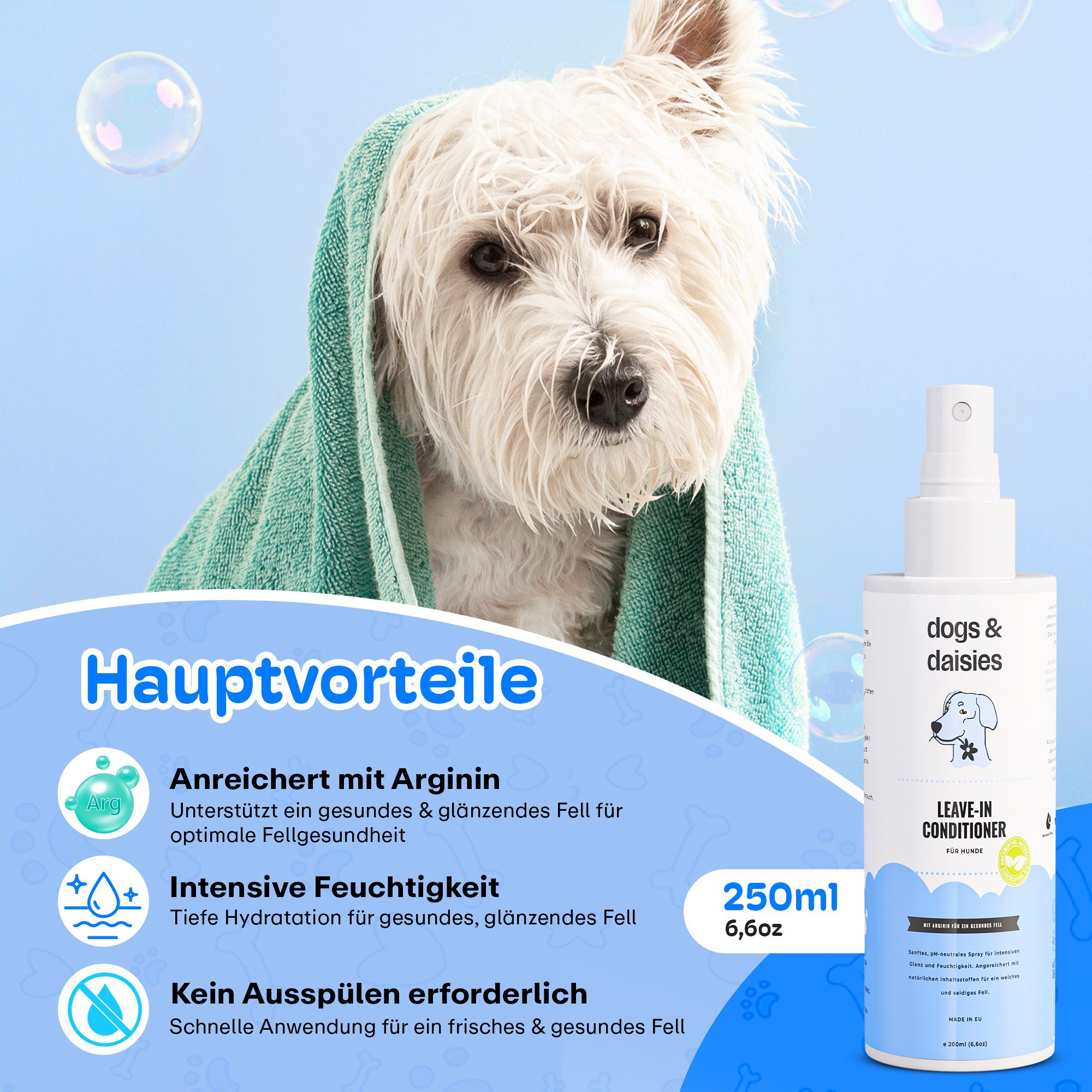 Dogs & Daisies Fellpflege Dogs & Daisies Natürlicher Leave In Hunde Conditioner, 200 ml