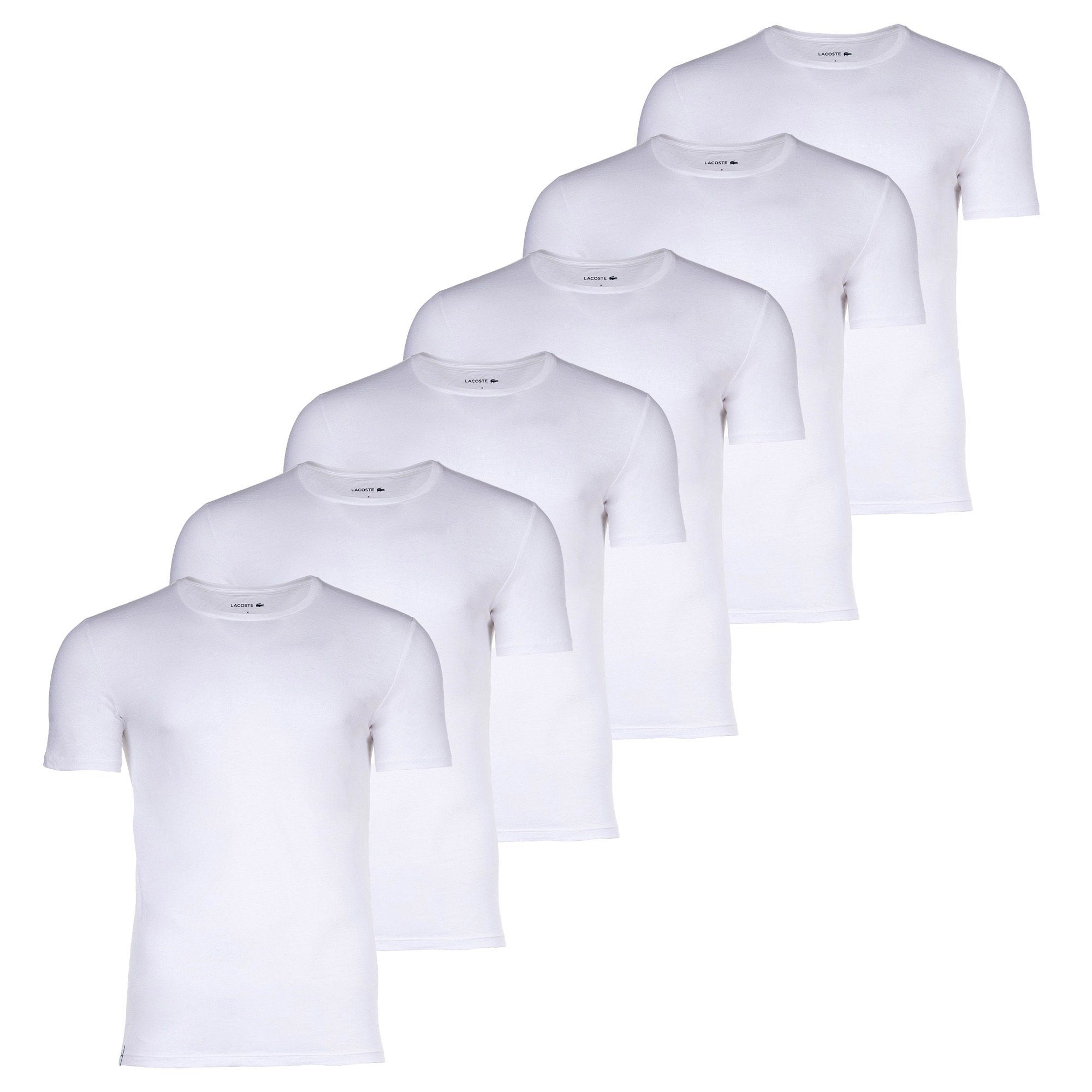 Lacoste T-Shirt Herren T-Shirts, 6er Pack - Essentials, Rundhals Weiß
