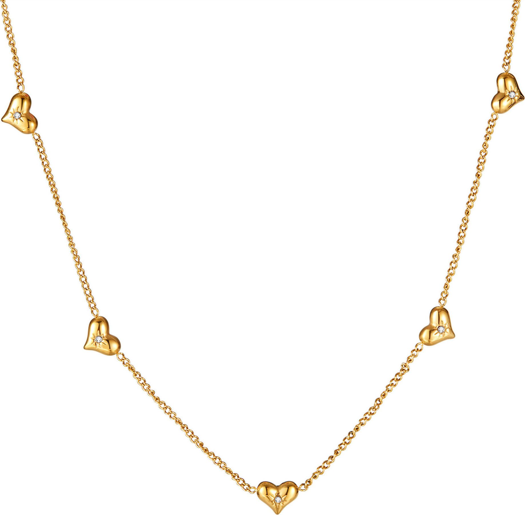 Firetti Herzkette Schmuck Geschenk Edelstahl Halsschmuck Halskette Ankerkette Herz, mit Zirkonia (synth)