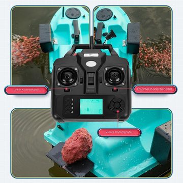 Tidyard RC-Boot Drahtloses GPS-Fischerboot mit 3 Köderbehältern,4,4 lb Tragfähigkeit (GPS 500M, mit Aufbewahrungstasche), LCD-Display, Automatische Kalibrierung zur Korrektur der Route