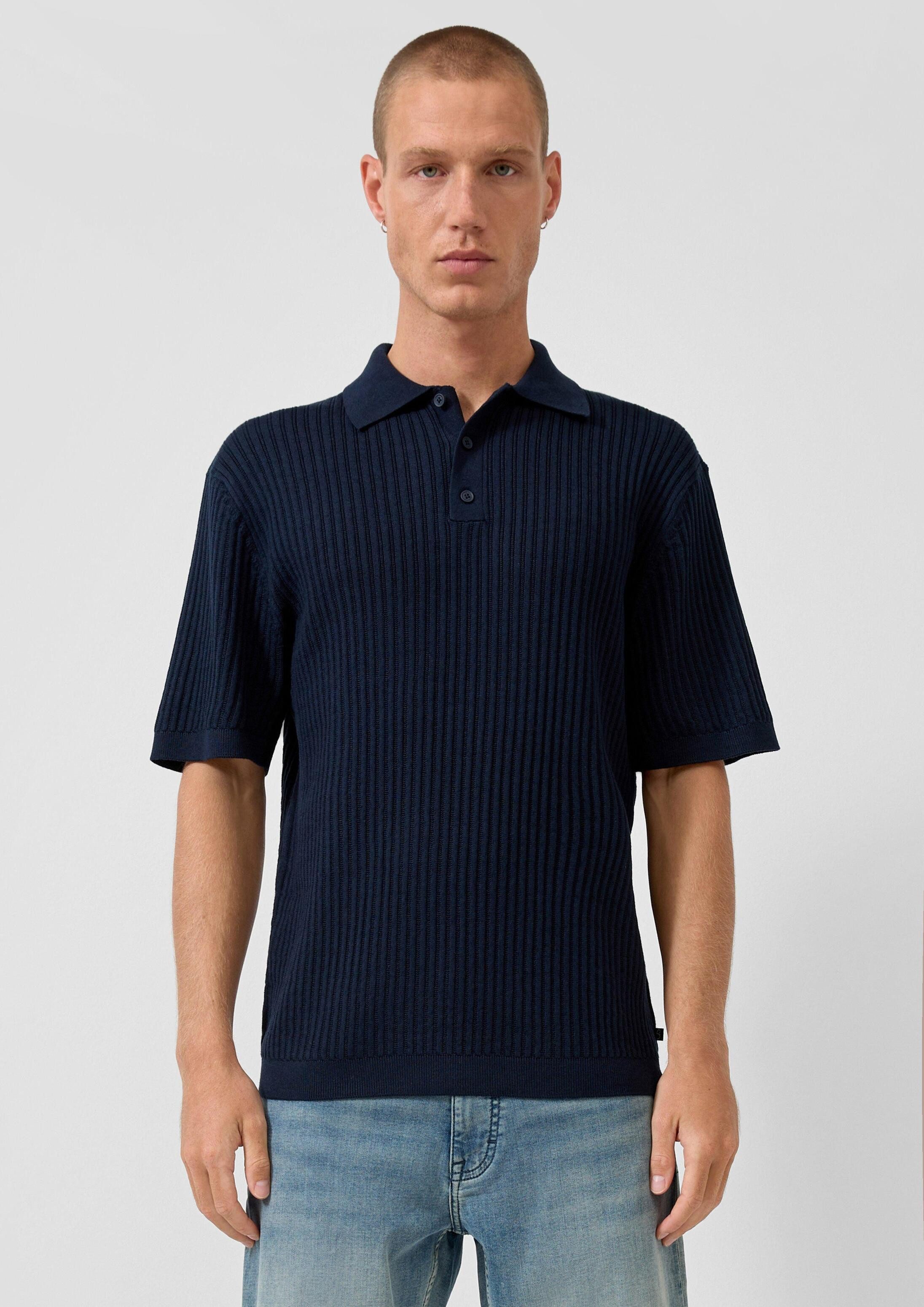 QS Kurzarmshirt Polo-Shirt Strick-Poloshirt