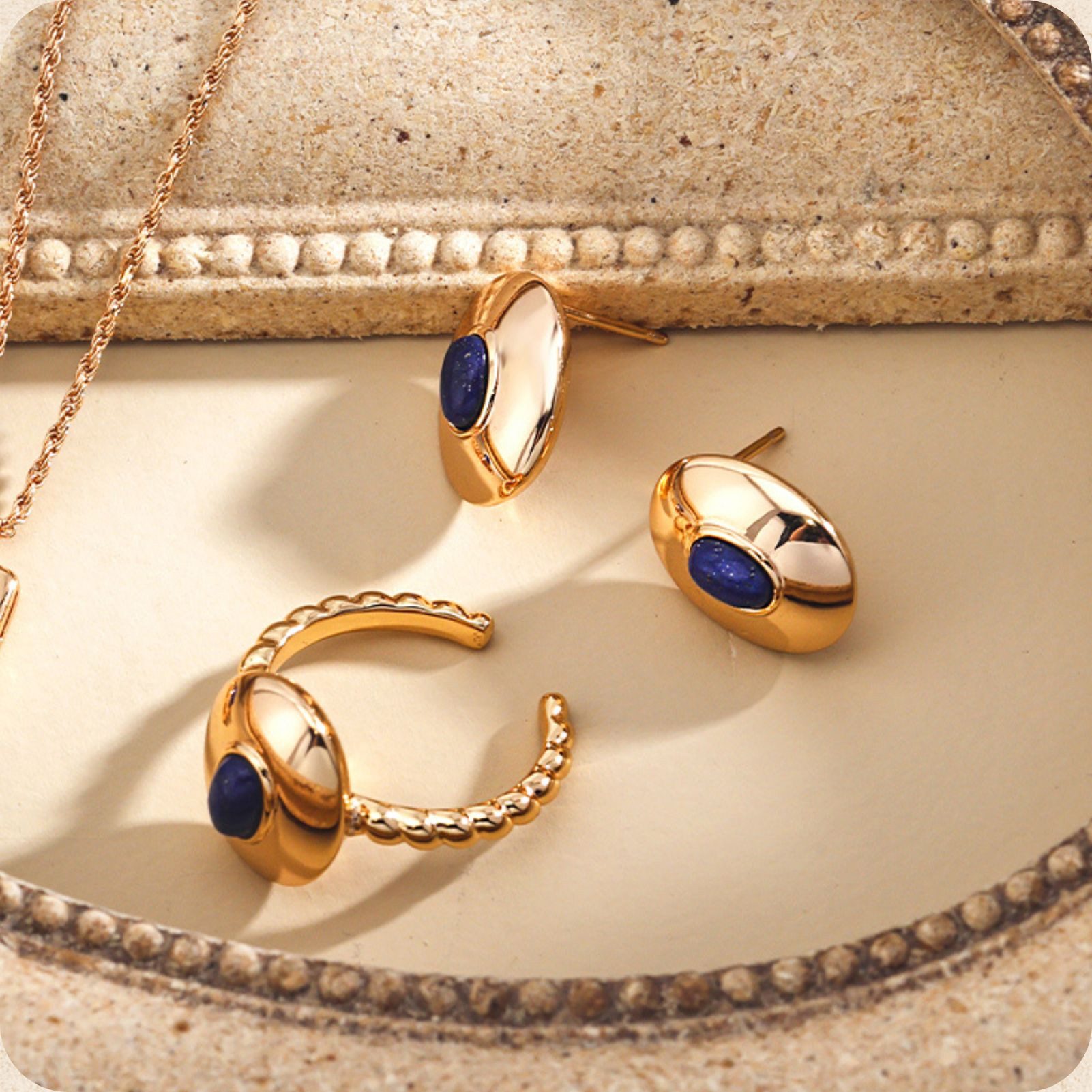 Jumpeak Schmuckset ohrringe silber925,lapislazuliohrringe,ringsilber925damen,18kvergoldet (Ring und Ohrringe im Set(mit Schachtel), lapislazuli ring,ohrringe mädchen,damen geschenk,schwester geschenk