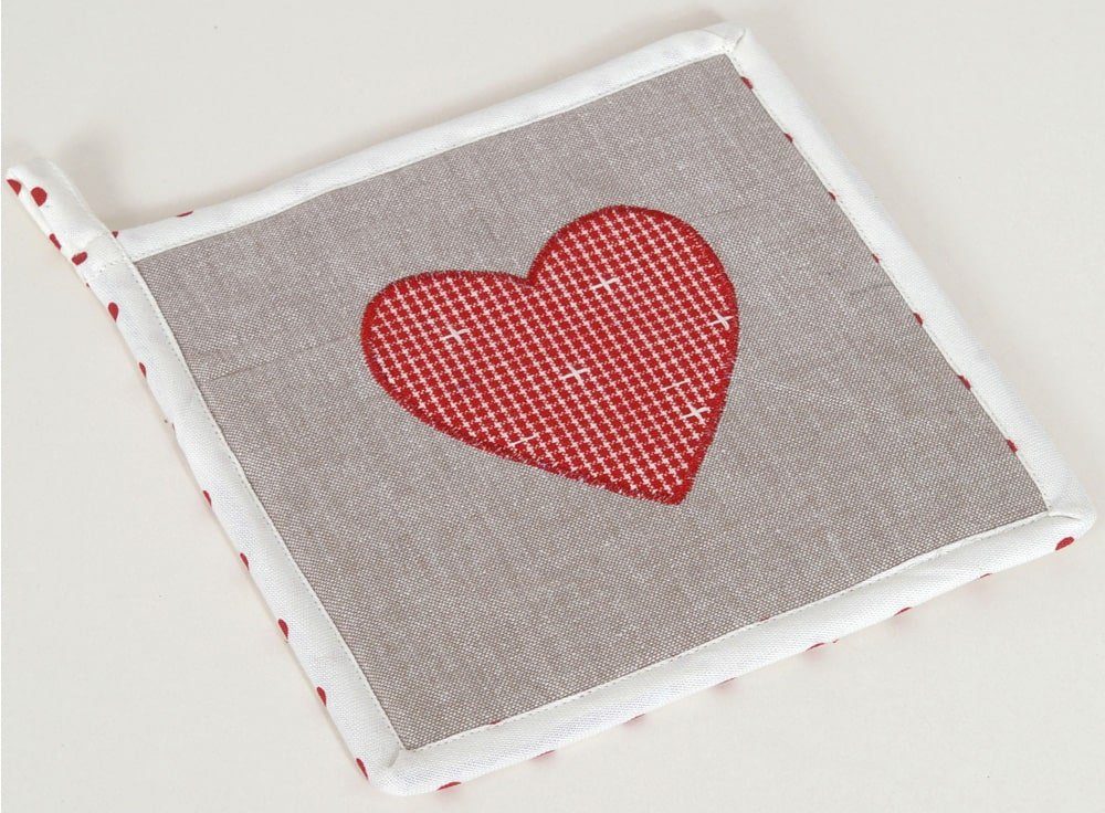 matches21 HOME & HOBBY Topflappen Topflappen Landhaus Premium Karo Herz 20x20 cm, (1-tlg)