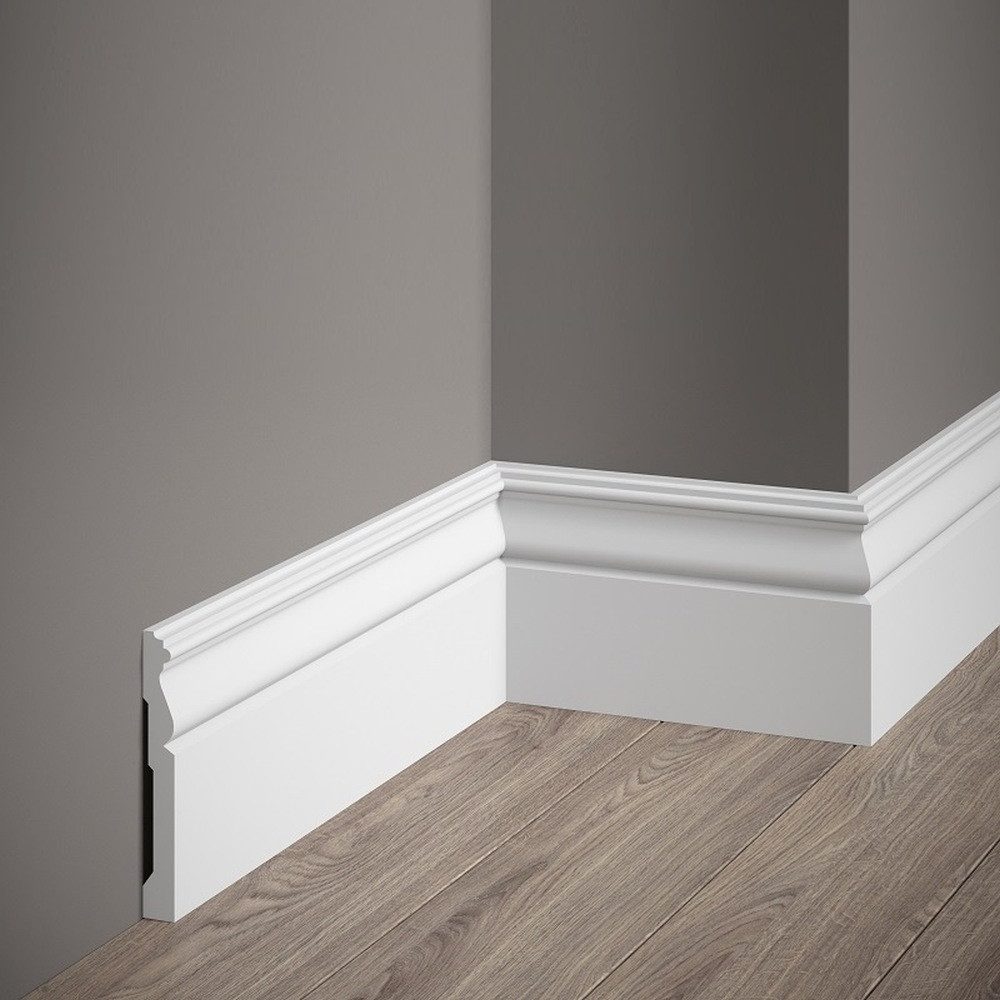 PROVISTON Sockelleiste Polystyrol, 15 x 120 x 2000 mm, Weiß, Kunststoff Fußleiste