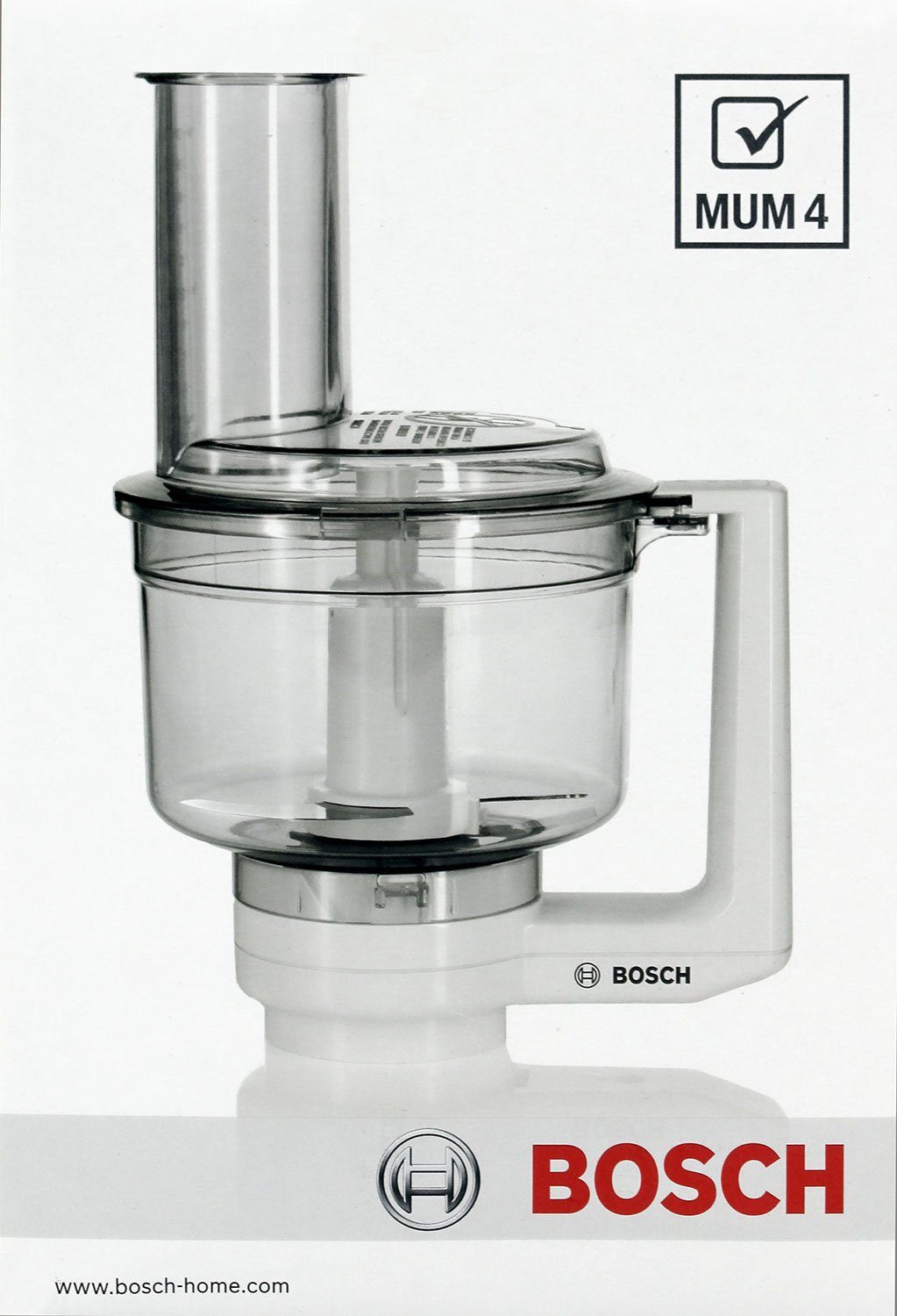 BOSCH Zerkleinereraufsatz MUZ4MM3, Zubehör für alle Bosch Küchenmaschinen  der Reihe MUM4…, Hohe Sicherheit durch Deckelverriegelung
