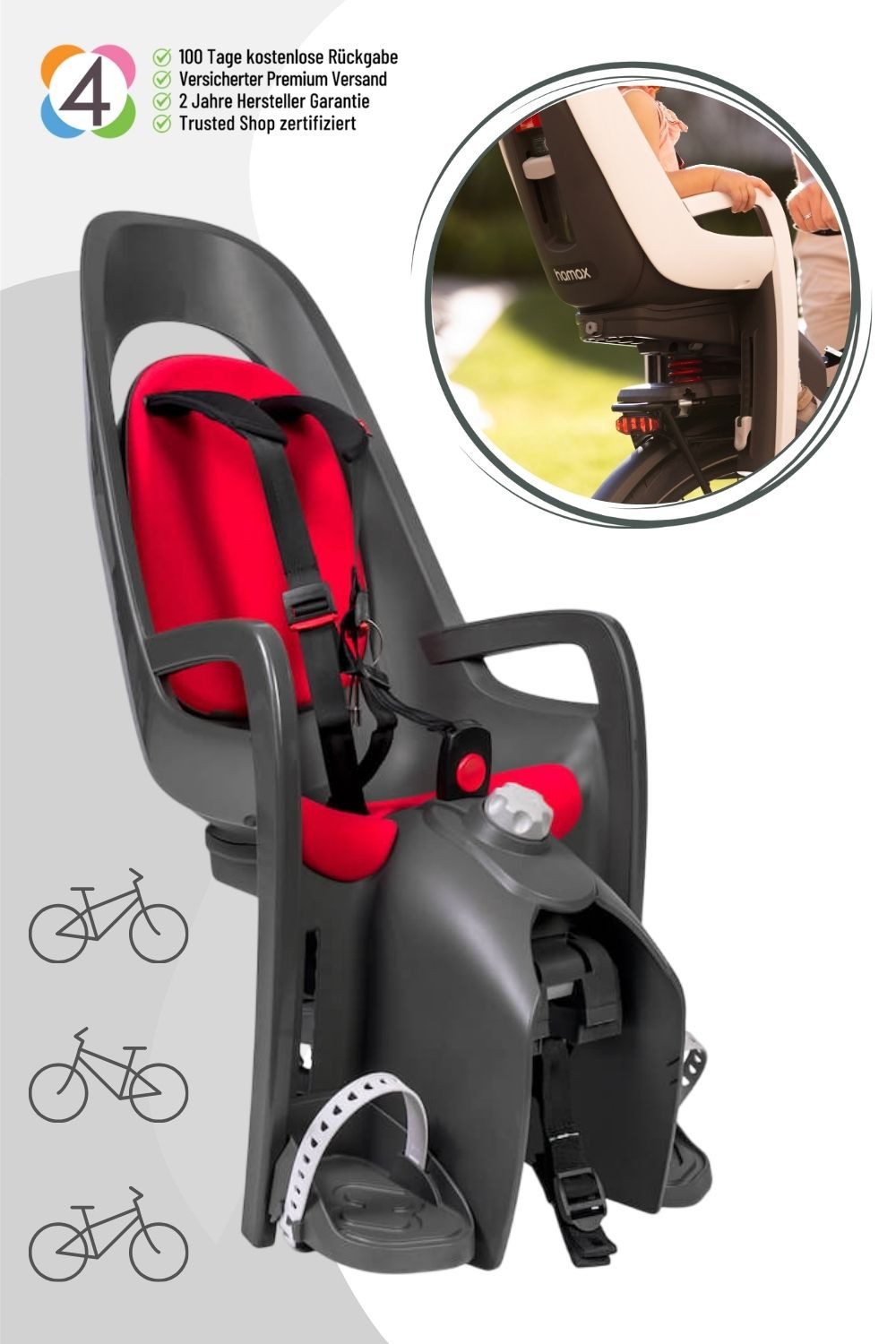 Hamax Fahrradkindersitz Hamax Caress - inkl. Gepäckträger-Adapter