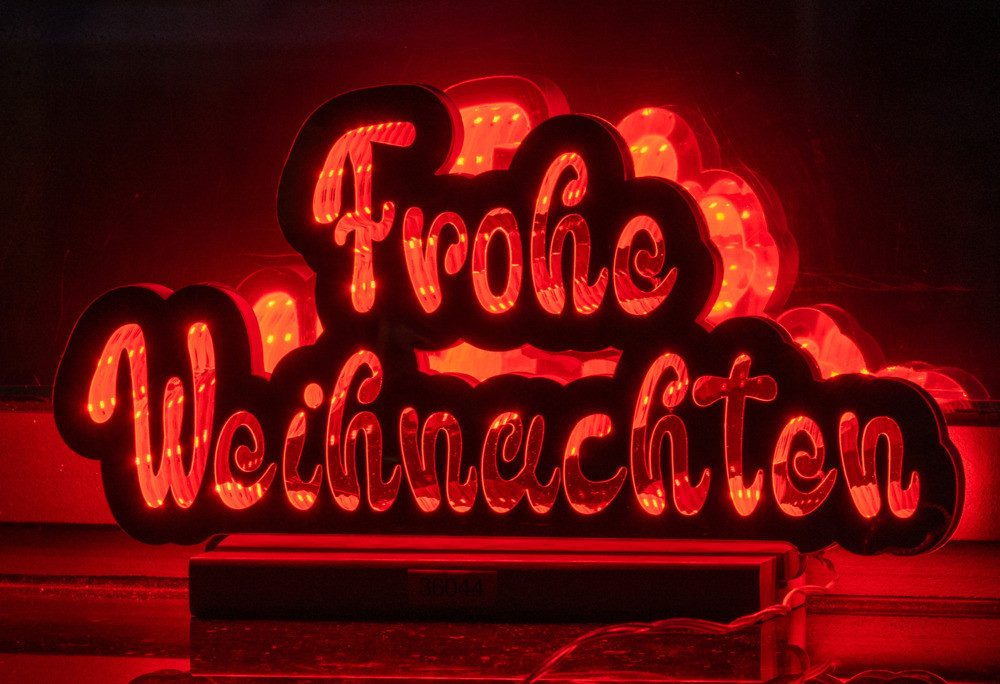 F-H-S International LED-Leuchtmittel LED Frohe Weihnachten mit Infinity Effekt 43,5cm