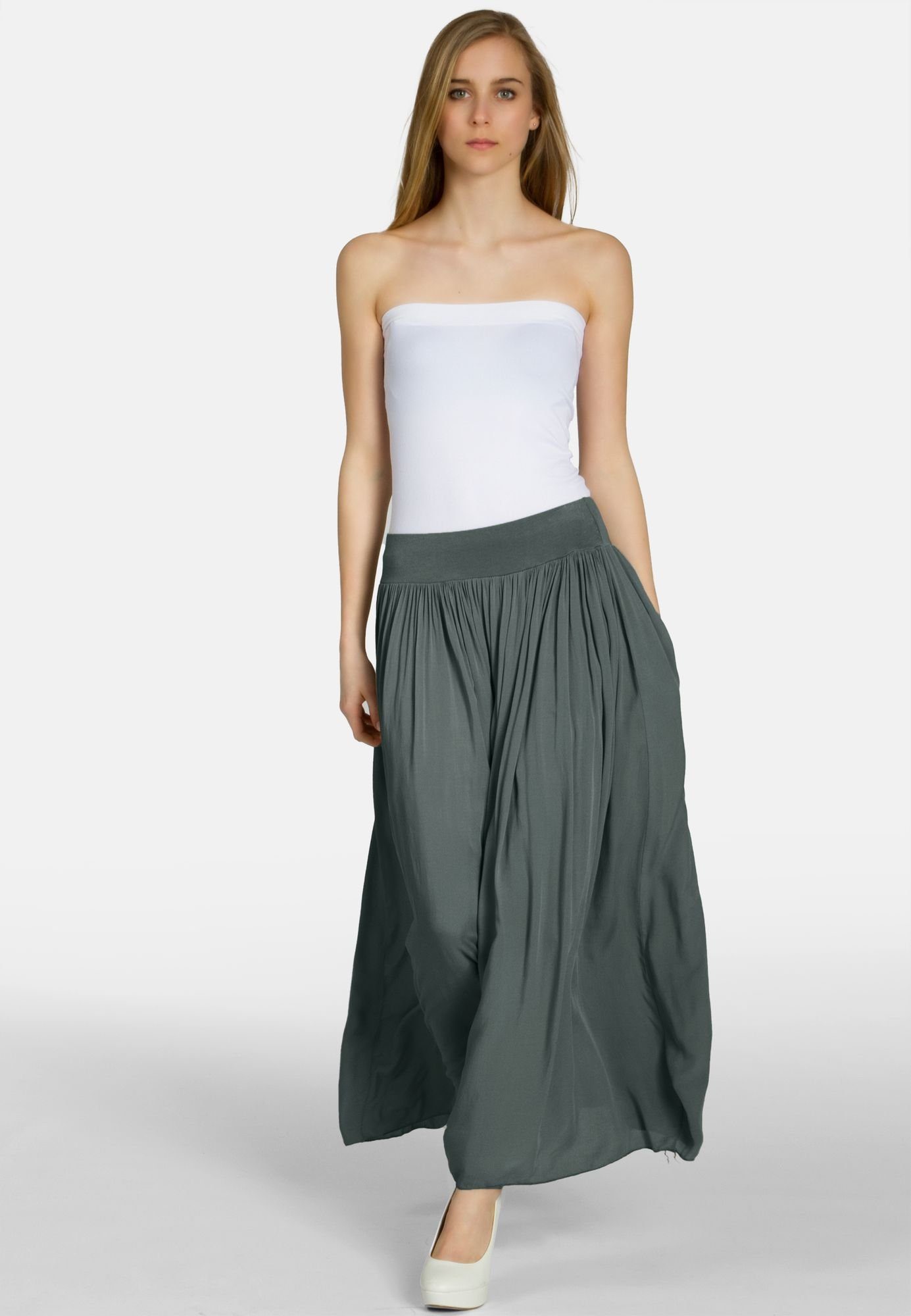 Caspar Faltenrock RO034 leichter langer eleganter Damen Sommer Rock Maxirock - bodenlang bei ca. 157 cm Körpergröße