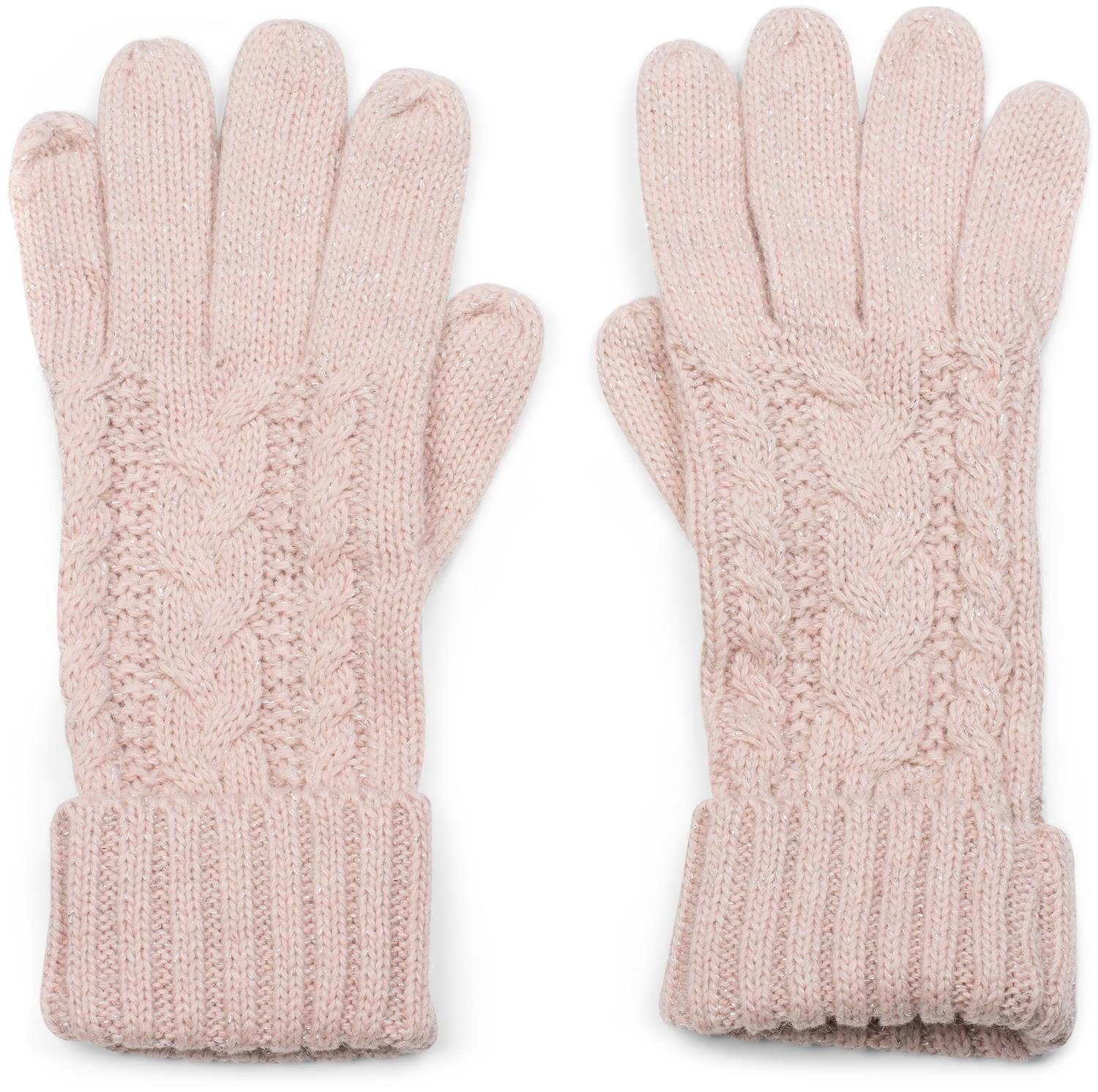 styleBREAKER Strickhandschuhe Strick Handschuhe mit Zopfmuster und Metallic Faden (1-St)