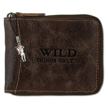 Wild Things Only !!! Geldbörse Wild Things Only RFID Schutz Brieftasche (Portemonnaie, Portemonnaie), Herren Portemonnaie Echtleder Größe ca. 12cm, braun
