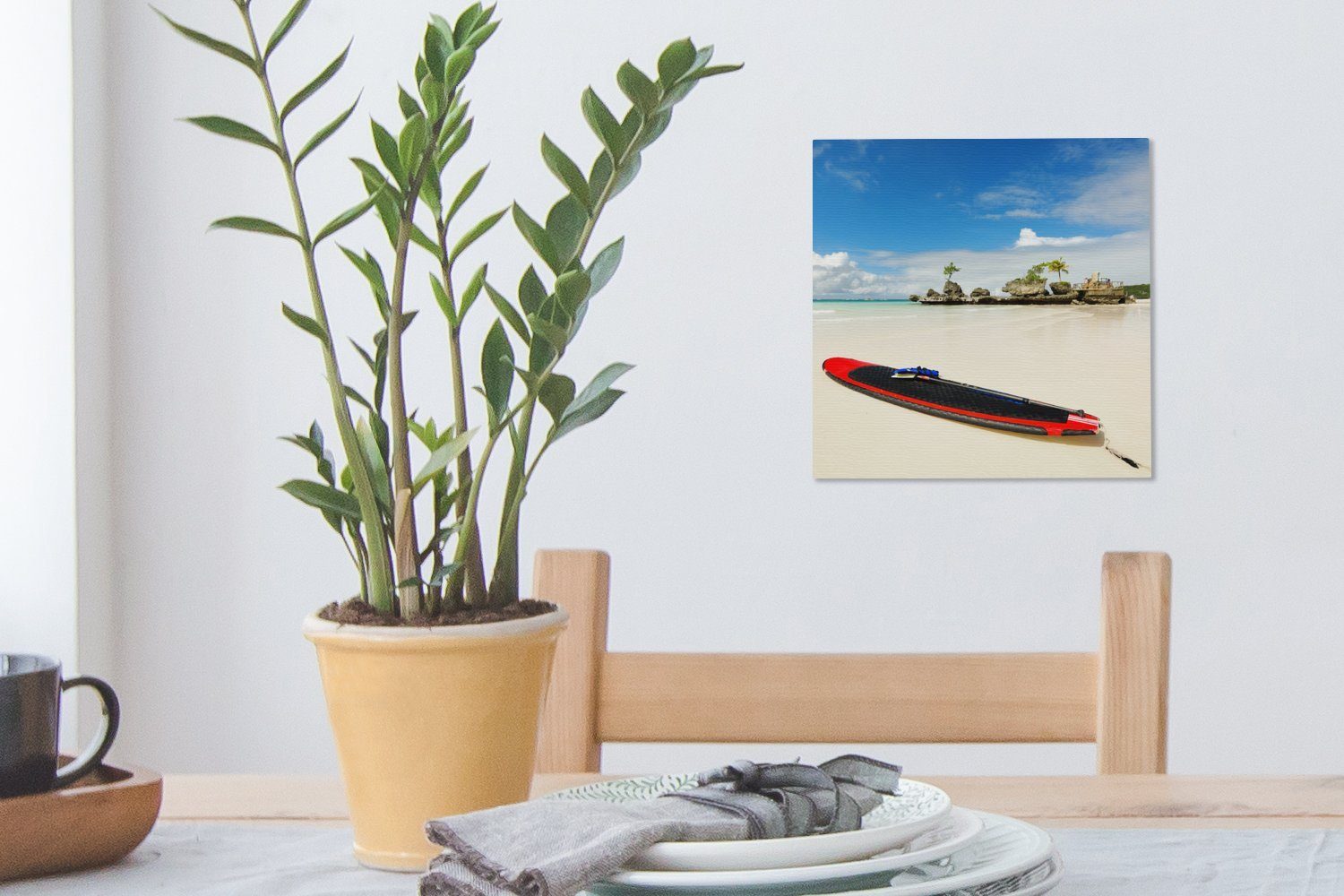 OneMillionCanvasses® Leinwandbild Surfbrett am Strand Boracay, von Bilder St), Schlafzimmer (1 Wohnzimmer für Leinwand
