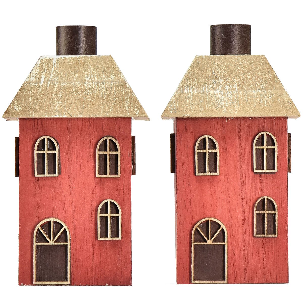 Florists Products Kerzenhalter Kerzenhalter Haus Holz Rot Stabkerzenhalter Weihnachten Deko, 2 Stück