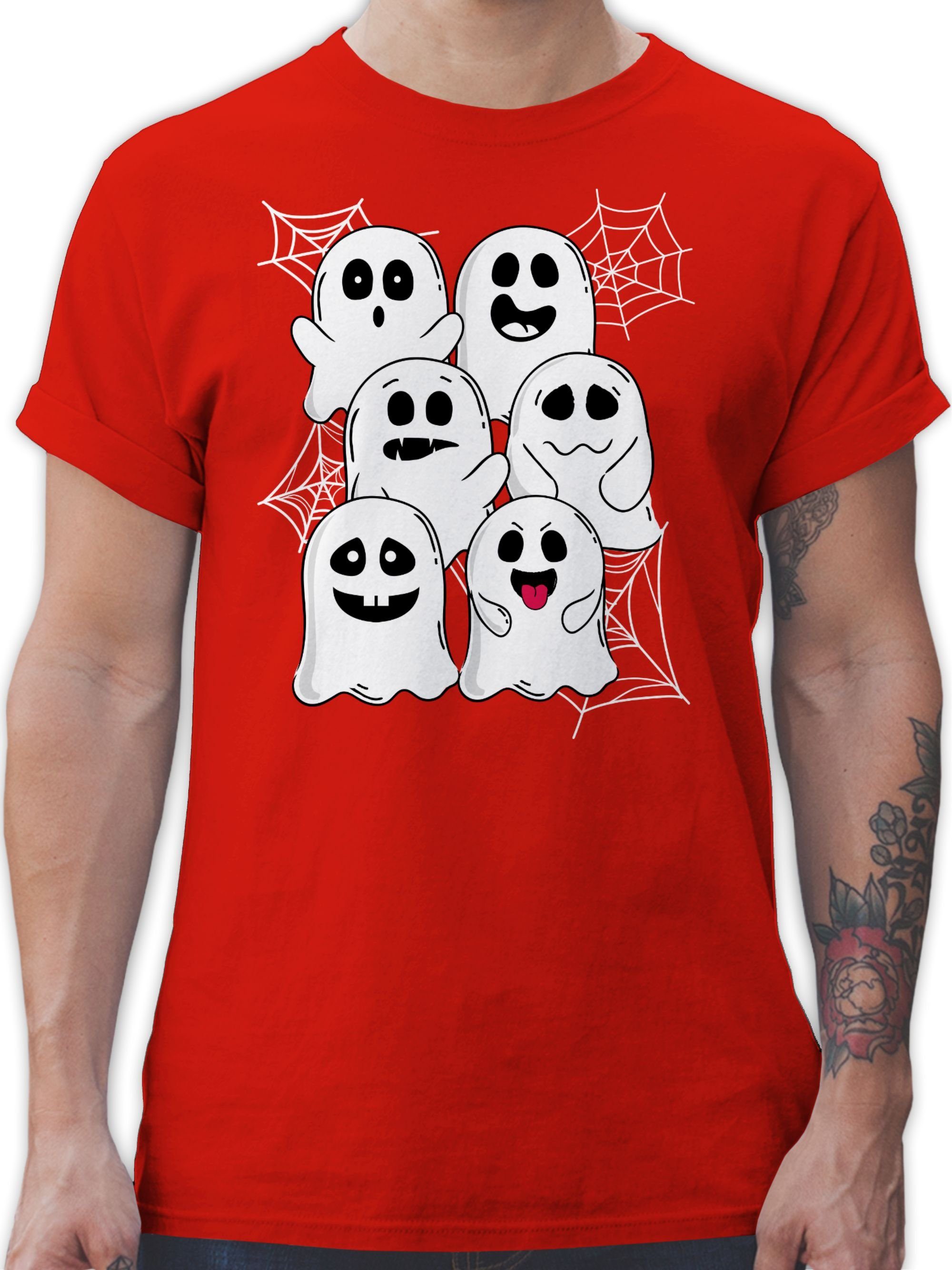Shirtracer T-Shirt Lustige Geister Gespenster Geist Gespenst Halloween Kostüme Herren 03 Rot
