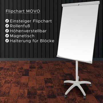 Viscom Magnettafel Movo, Flipchart mit Rollenfuß - magnetisch - mobiles Whiteboard mit Ständer