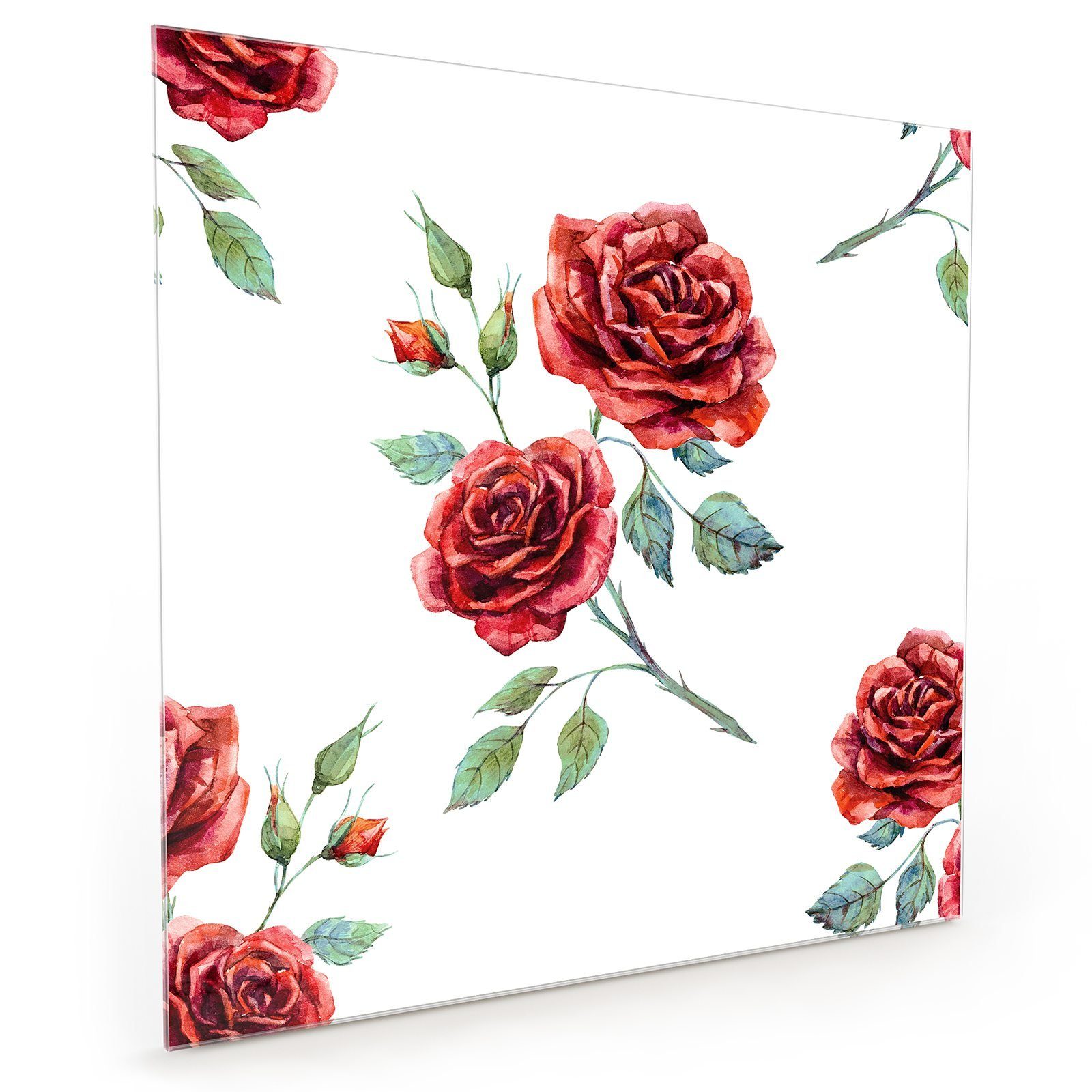 Küchenrückwand mit Küchenrückwand Rosen Muster Motiv Schöne Glas Primedeco Spritzschutz