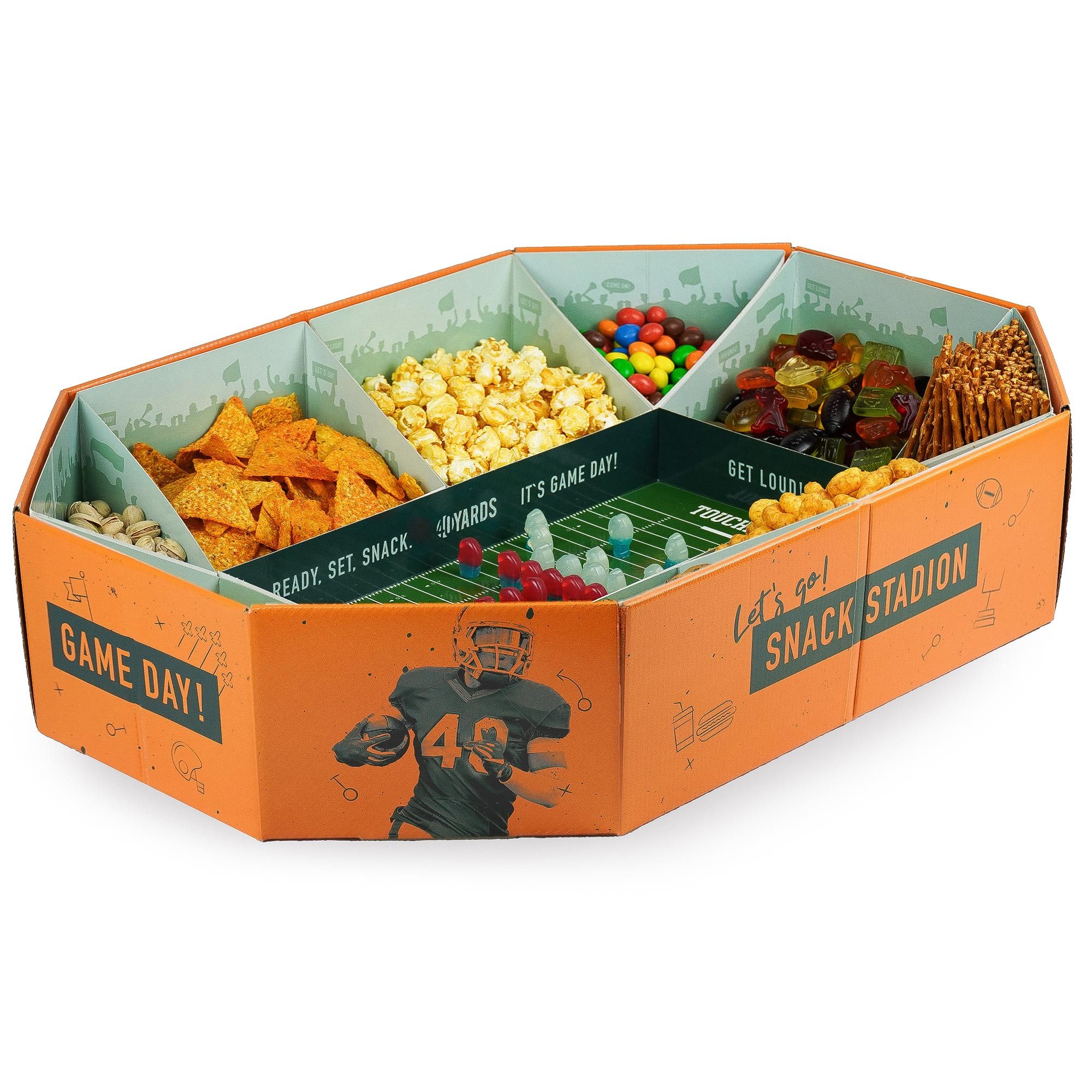 40YARDS Servierplatte American Football Snack Stadium – Großes XXL Snack Stadion, (61 x 43 x 12,5 cm)