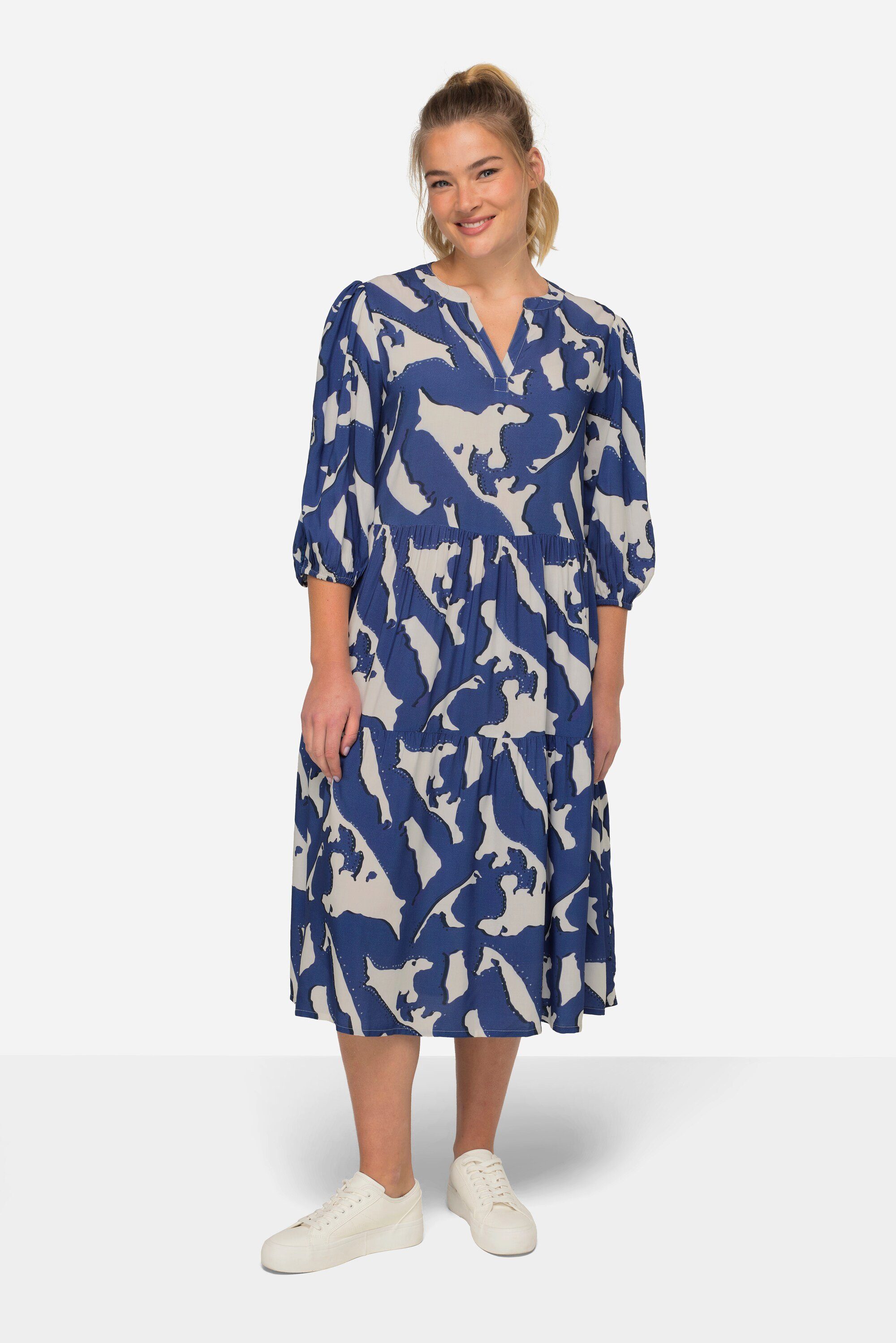 Laurasøn Sommerkleid Kleid A-Line allover Print Tunika-Ausschnitt