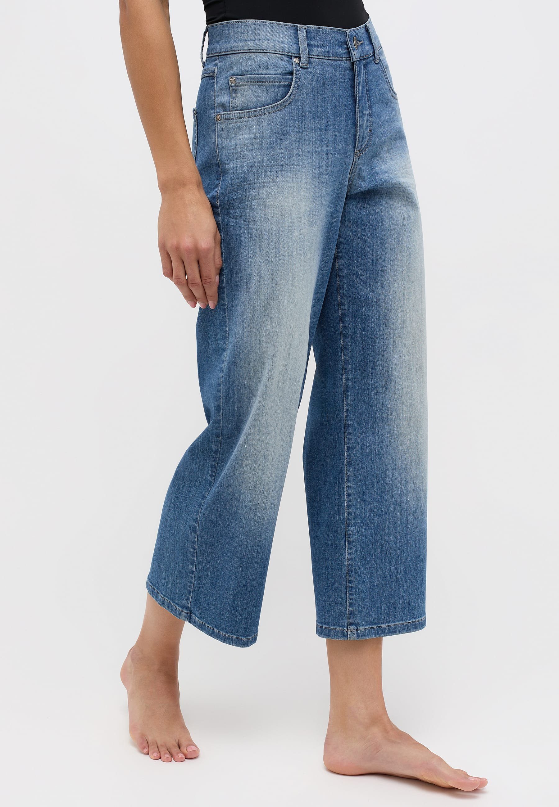 ANGELS Straight-Jeans Jeans Linn Mit Organic Cotton mit Reißverschluss blau