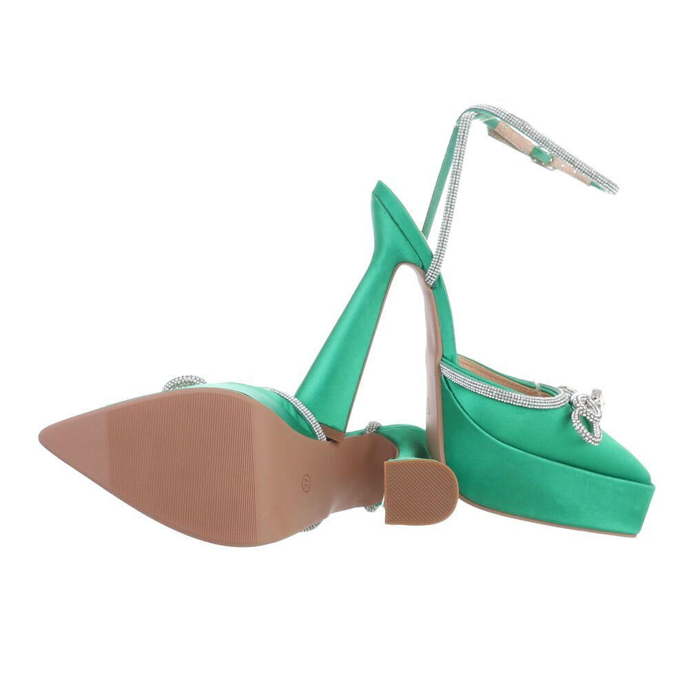 Ital-Design Damen Abendschuhe Party & Clubwear Plateaupumps Blockabsatz High Heel Pumps in Grün