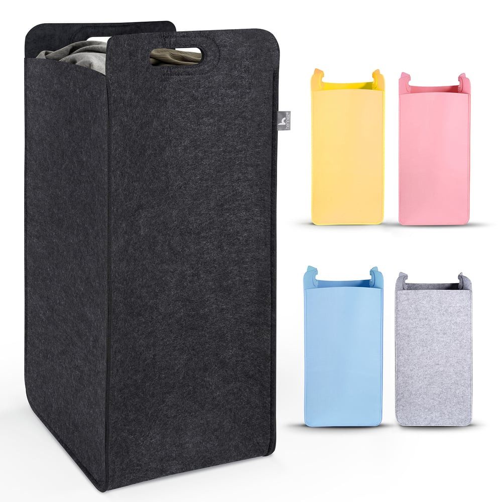 HENNEZ Wäschekorb "Katy" aus Filz schmal und zusammenklappbar,  80l, Wäsche günstig online kaufen