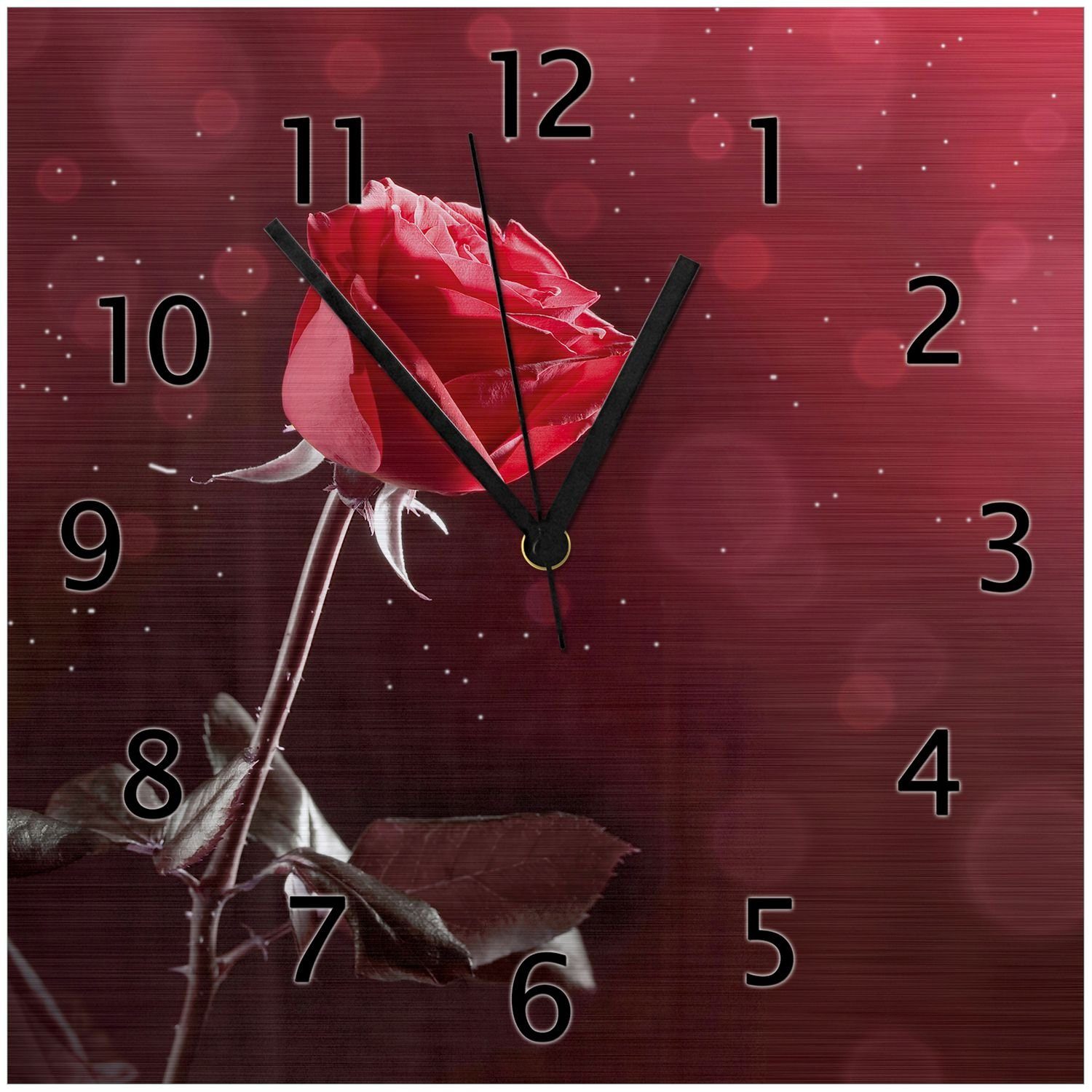 Single (Aluverbunduhr) Rote Rose Wanduhr Wallario