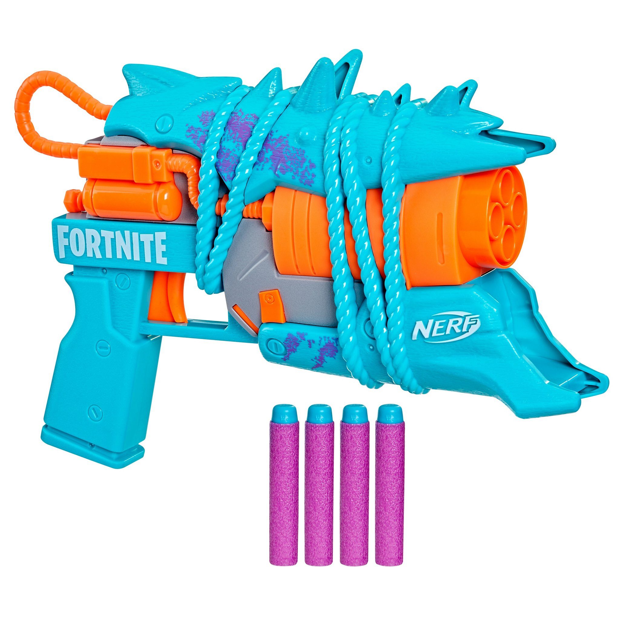 Hasbro Blaster Fortnite Primal Pistol Blaster, Nerf Fortnite Primal Pistol Blaster mit 4 Darts