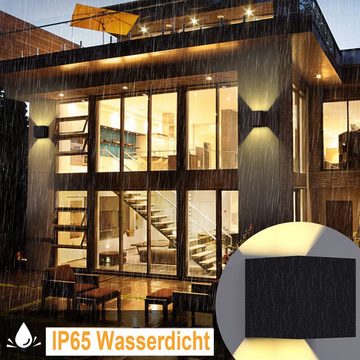 LETGOSPT Wandleuchte 2 Stück 7W Modern RGB LED Wandlampe,Dimmbar mit APP und WIFI-steuerung, LED fest integriert, Warmweiß+RGB, IP65 Wasserdichte LED Außenwandlampe für Alexa und Google-Assistant