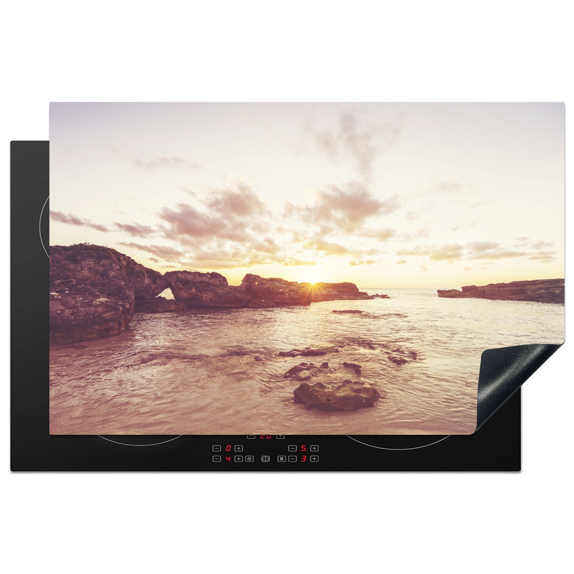 MuchoWow Herdblende-/Abdeckplatte Mexiko - Strand - Meer, Vinyl, (1 tlg), 81x52 cm, Induktionskochfeld Schutz für die küche, Ceranfeldabdeckung