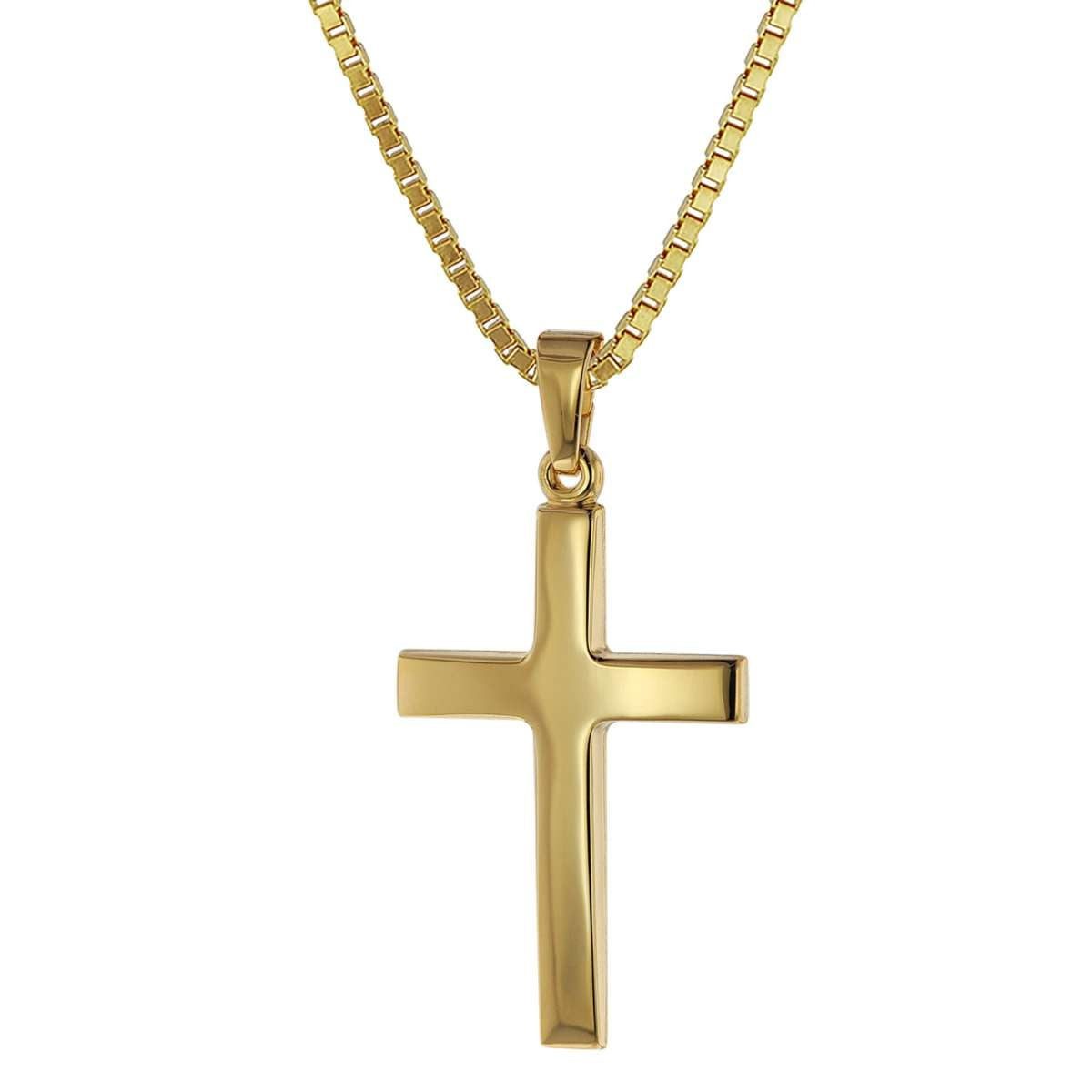 trendor Kreuzkette 75263, Kreuz-Anhänger Gold 333 (8 Karat) + Goldplattierte Kette