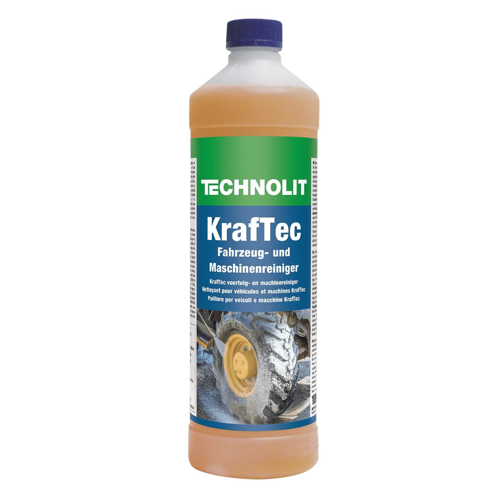 TECHNOLIT® KrafTec Fahrzeug- & Maschinenreiniger 1L Reinigungskonzentrat (Für KFZ, LKW, Traktoren, Baumaschinen Kennzeichnungsfreier Profireiniger mit Aktivschaum gegen Verschmutzung)
