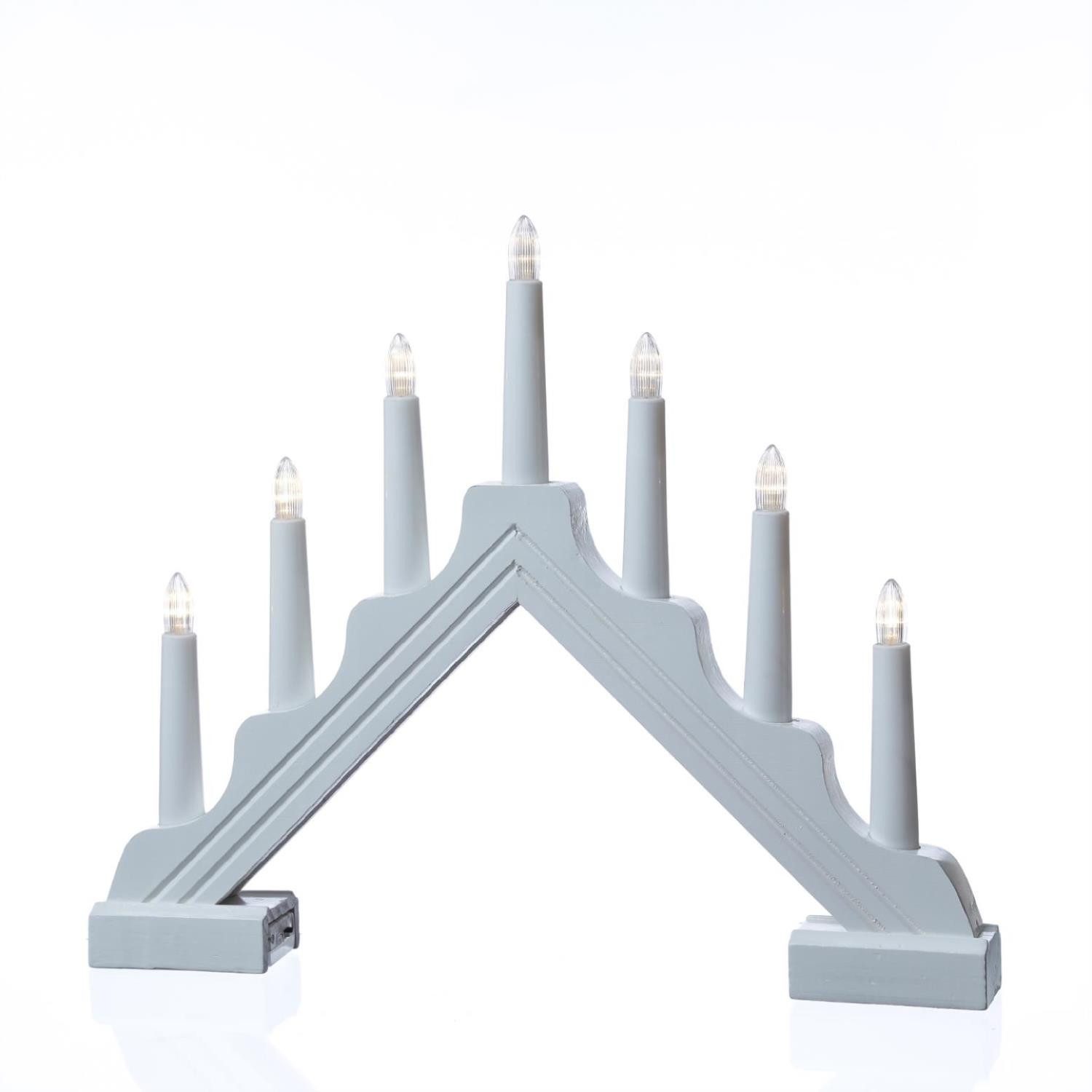 MARELIDA LED Schwibbogen LED Lichterbogen Weihnachtsleuchter 7 Kerzen Batteriebetrieb L: 39cm (1-tlg)