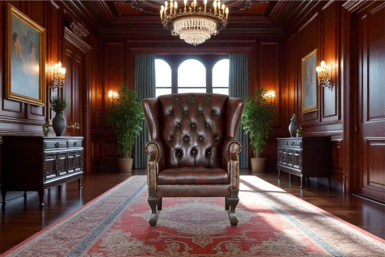 Salottini Chesterfield-Sessel Chesterfield Ohrensessel Chester Ledersessel Relaxsessel Salottini, Handarbeit