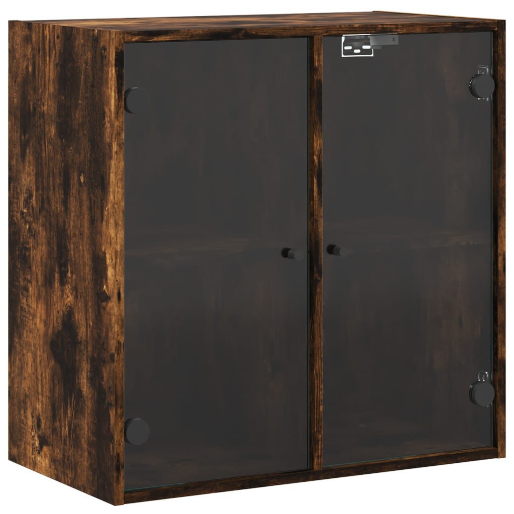 vidaXL Glashängeschrank Wandschrank mit Glastüren Räuchereiche günstig online kaufen