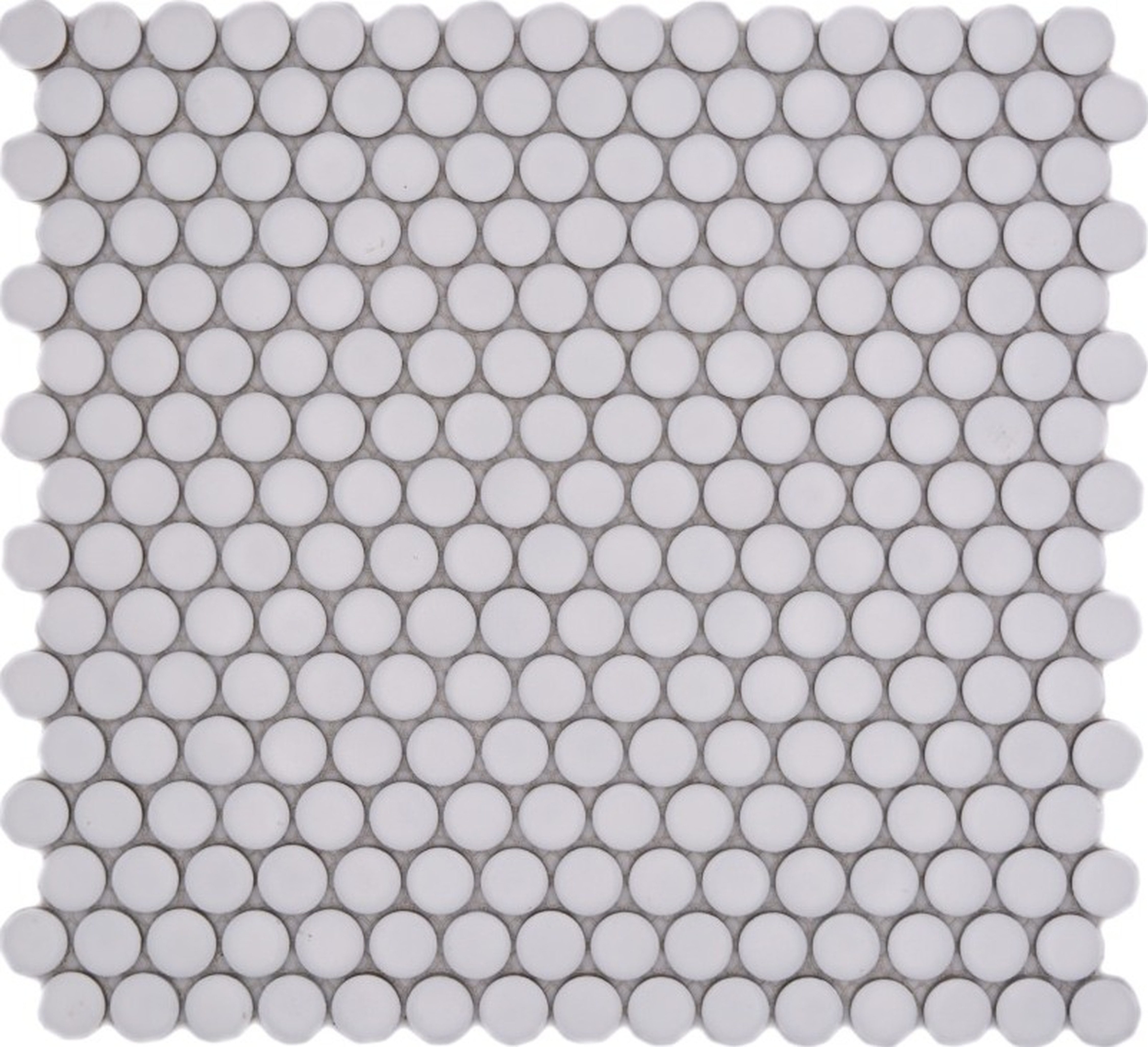 Mosani Bodenfliese Knopfmosaik LOOP Rundmosaik weiß matt Wand Küche Dusche, Keramik 32x30.5, Weiß, Frostbeständig Bodengeeignet