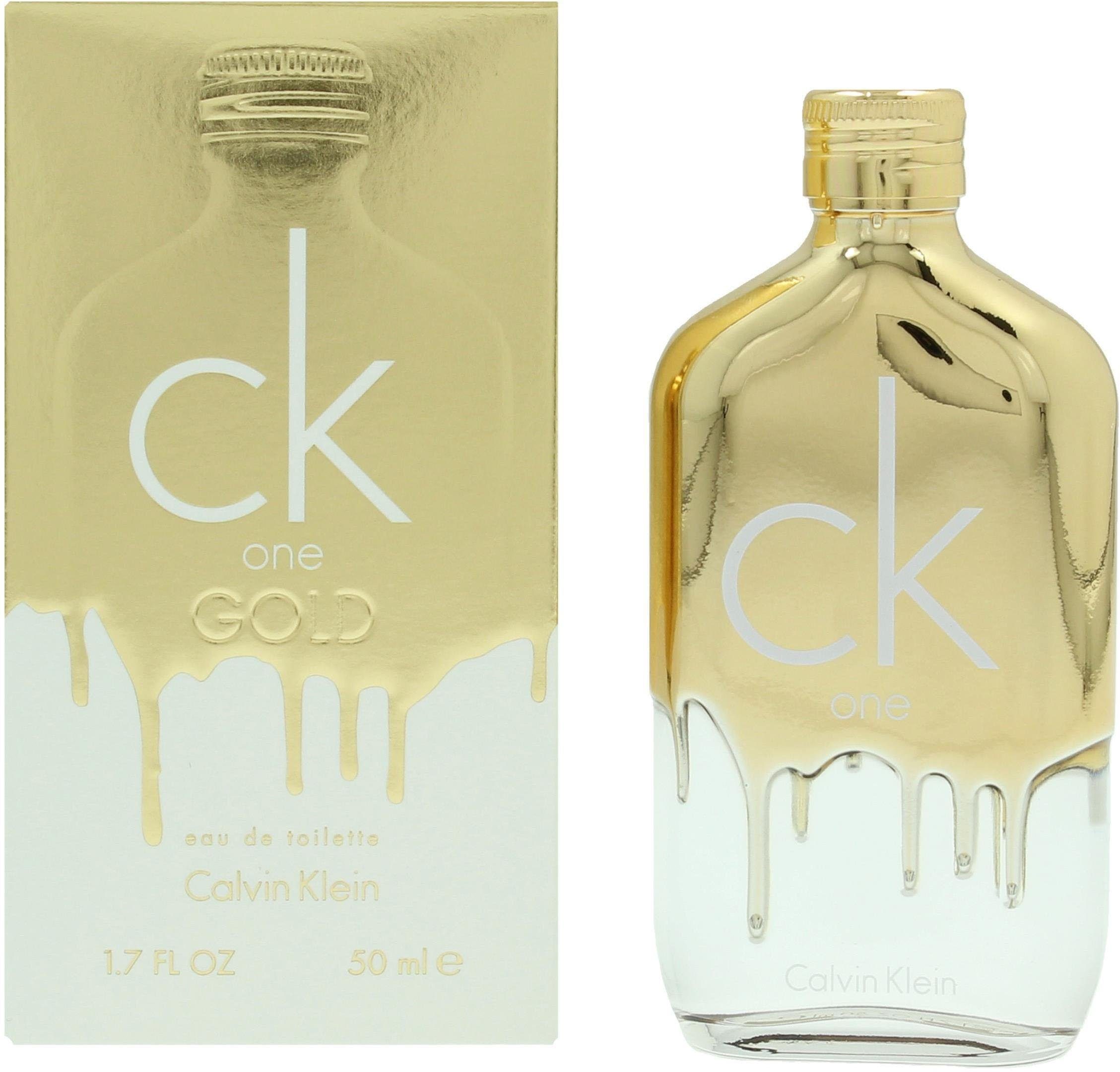 Calvin Klein Eau de Toilette CK One Gold, Holziger Unisex-Duft mit Feige, Jasmin, Veilchen und Vetiver.