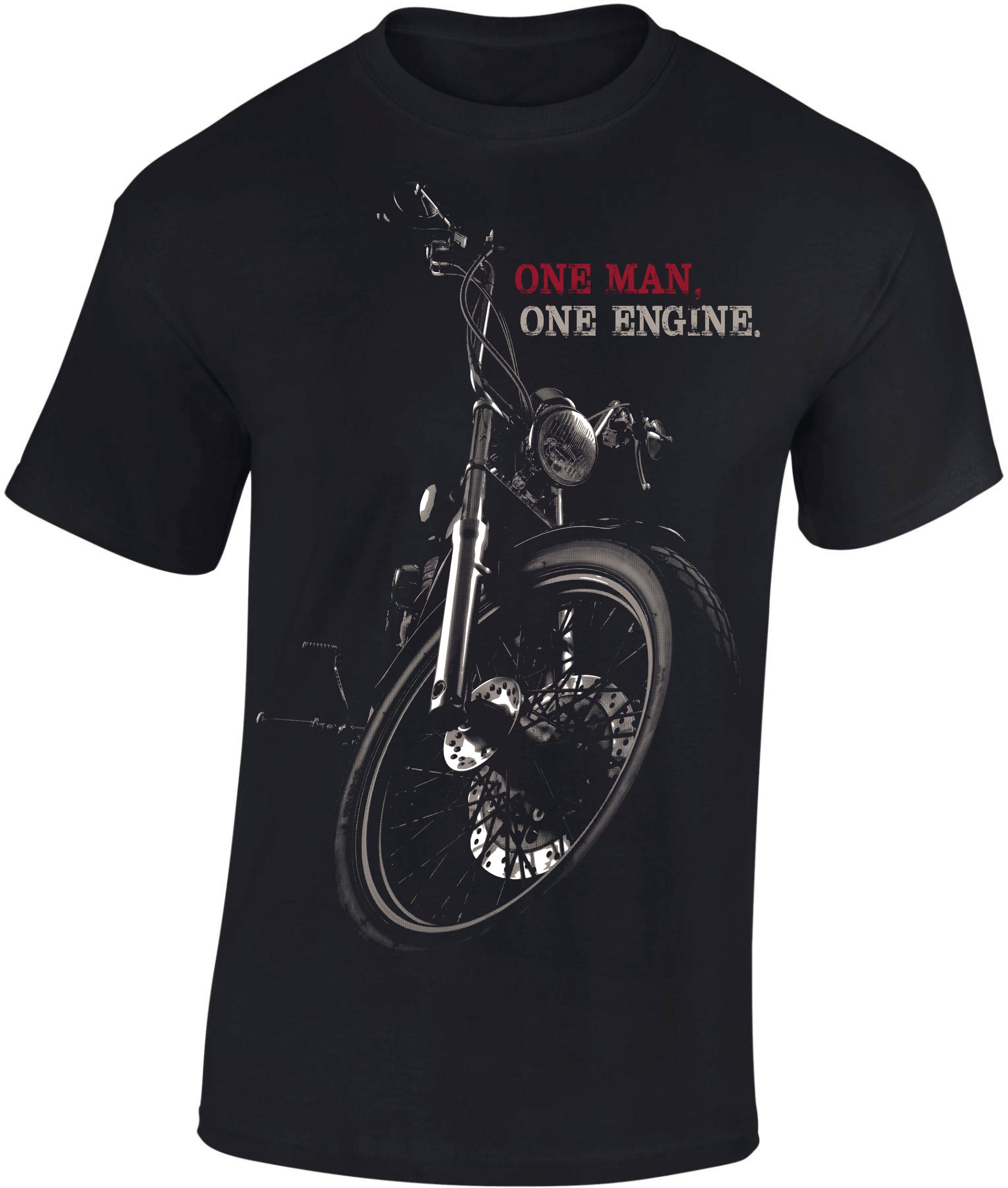 Print-Shirt Biker Shirt: "Chopper - One Man One Engine" - Motorrad T-Shirt