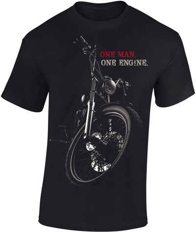 Baddery Print-Shirt Biker Shirt: Chopper - One Man One Engine - Motorrad T-Shirt hochwertiger Siebdruck, auch Übergrößen, aus Baumwolle