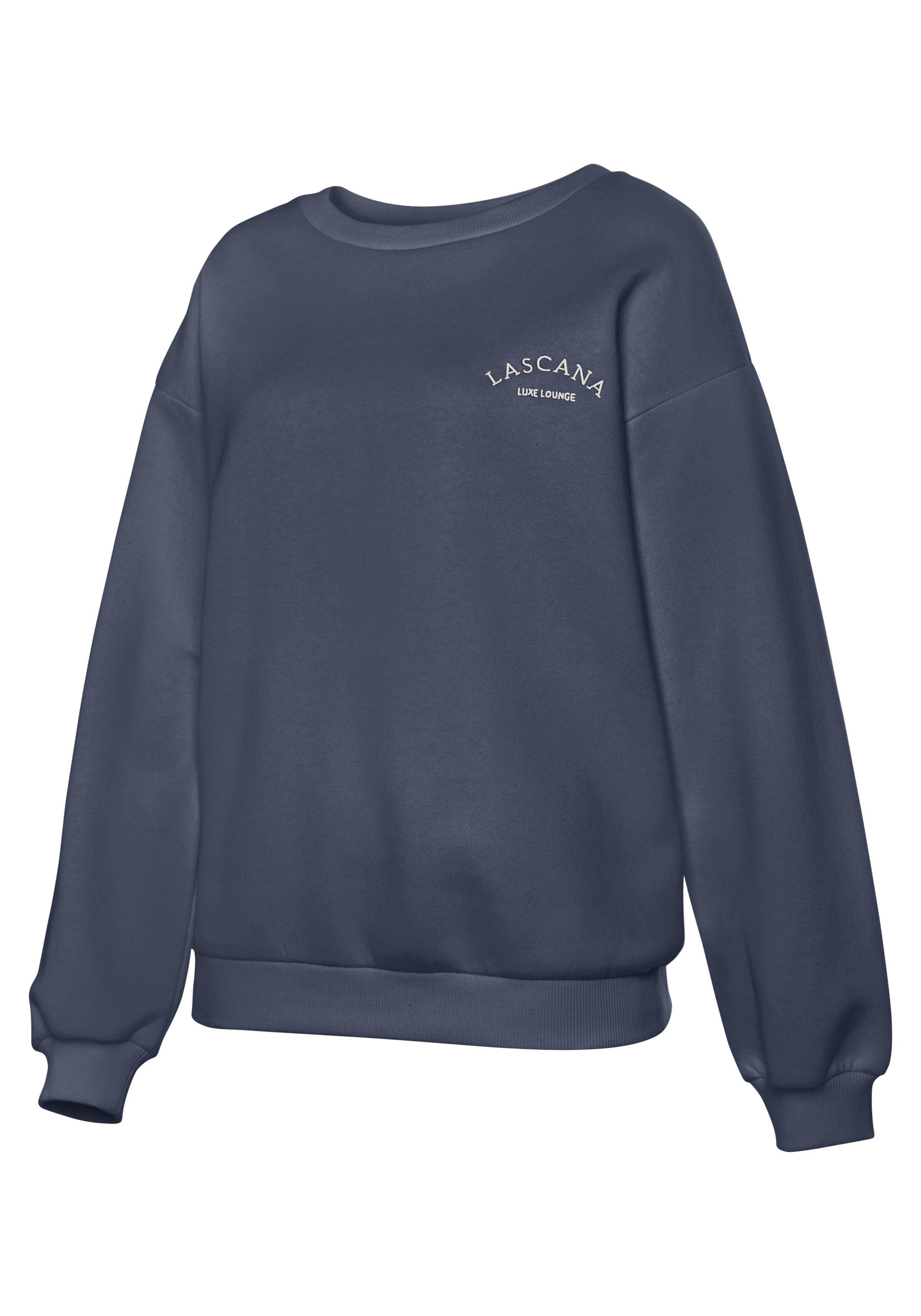 -Pullover mit LASCANA weiten Loungewear, Ärmeln, anthrazit Loungeanzug Sweatshirt
