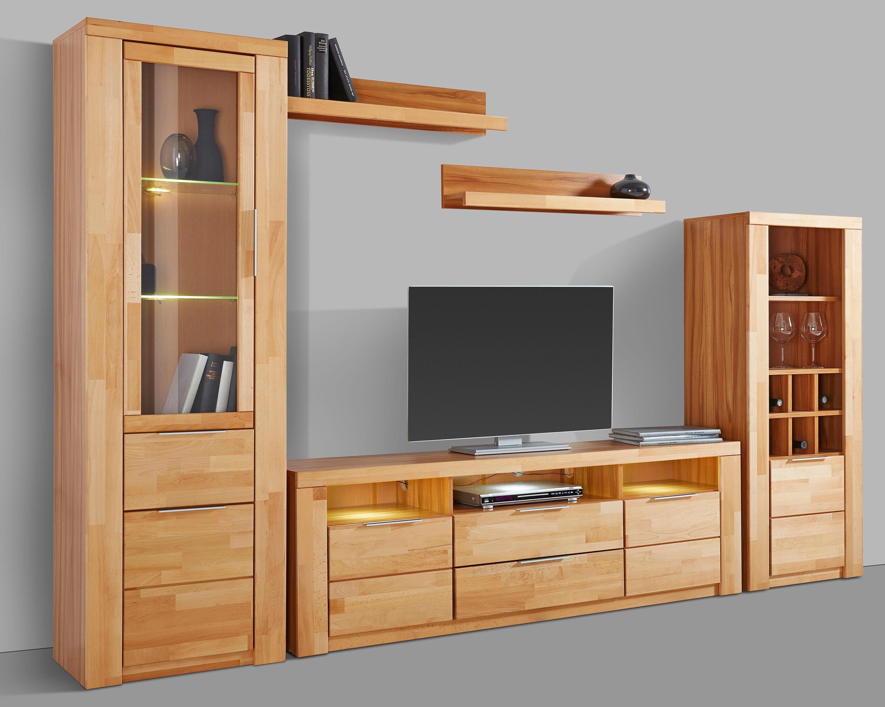 OTTO home Wohnwand Zara, (Set, 5-St), teilmassives Holz