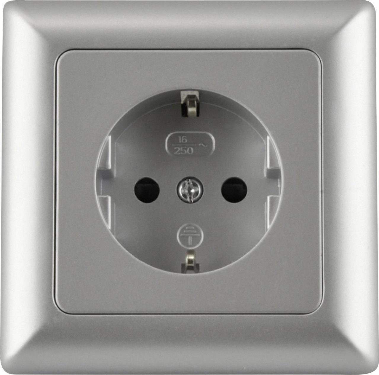 UNITEC Steckdose Unitec Steckdose mit Rahmen silber, Serie Genua