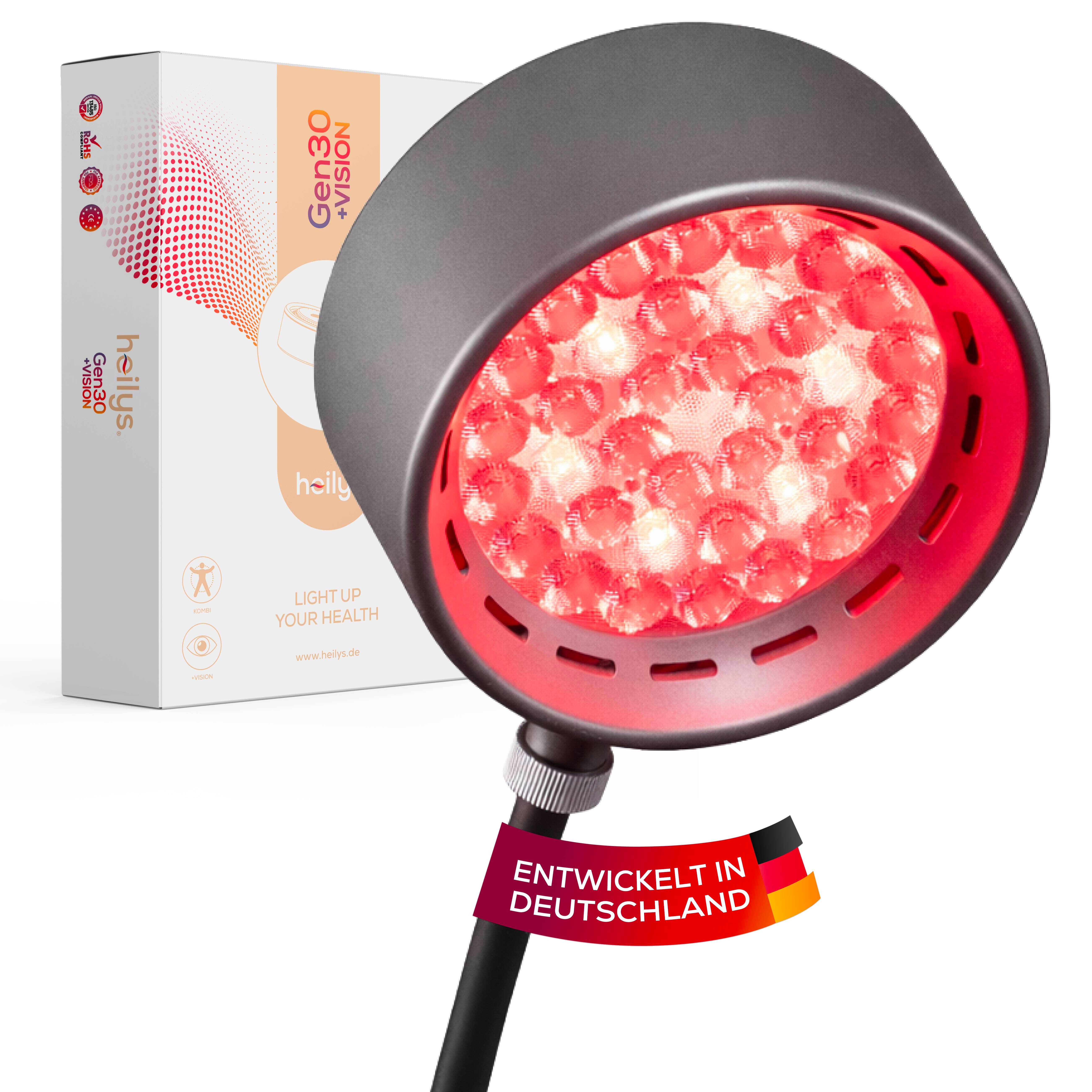 heilys® Infrarotlampe Gen30 + Vision, 1-tlg., bei Erkältung, für Gesicht, Augen und Gelenke, höhenverstellbar, flexibler Lampenkopf, Augen-Modus, mit Fernbedienung