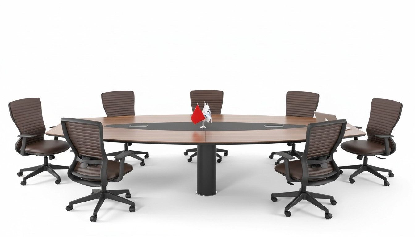 Xlmoebel Konferenztisch Großer Besprechungstisch aus edlem Holz im Designer-Stil (Einzelartikel, für bis zu 7 Personen), Made in Europa