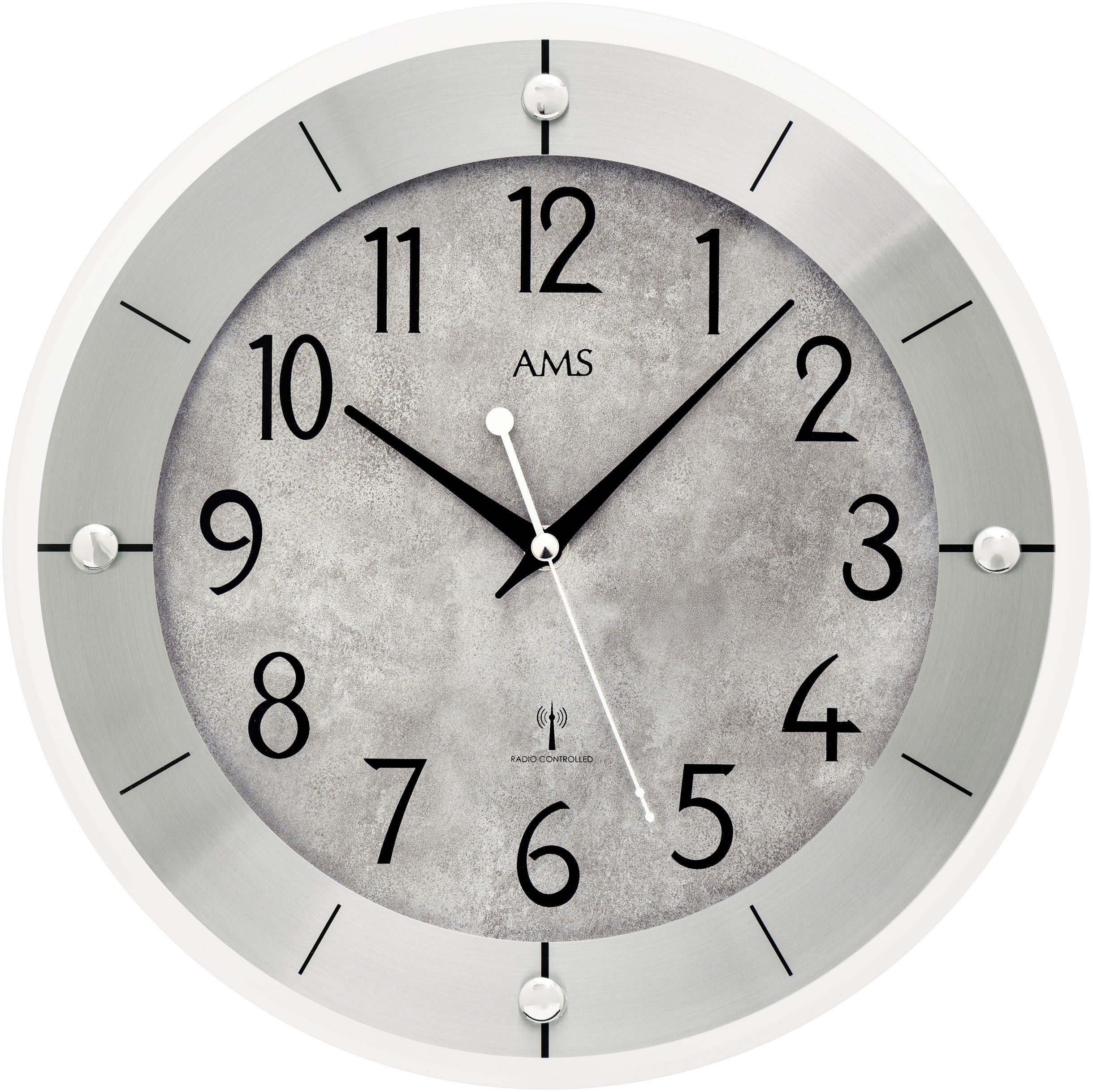AMS Funkwanduhr (Quarzuhr, Wanduhr, Made in Germany, Wohnzimmer, Küche, Arb günstig online kaufen