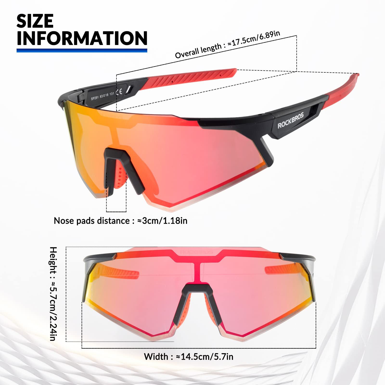 ROCKBROS Fahrradbrille Polarisierte Sportbrille, Sonnenbrille UV400-Schutz, winddicht, Leicht und robust