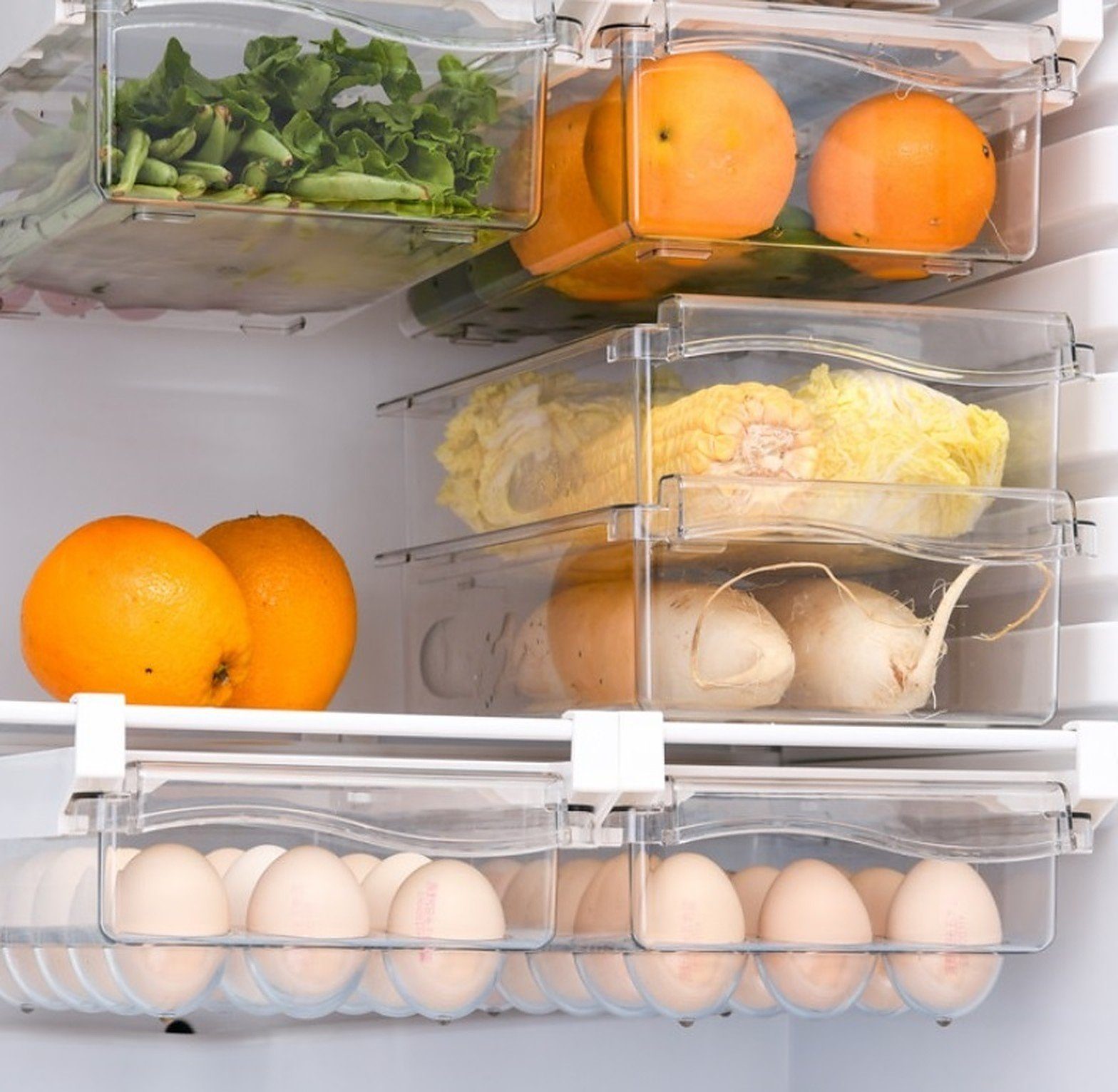 BAYLI Pizzaschneider Eierbehälter für Kühlschrank, Kühlschrank Universal für Organizer 15