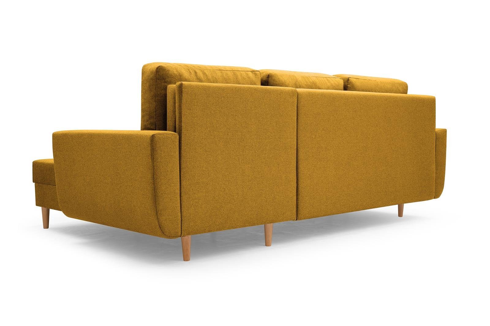 Schlaffunktion, ONLY, Polsterecke mane Gelb new Couch mit Sofa Ecksofa universelle Beautysofa 41) mit (malmo