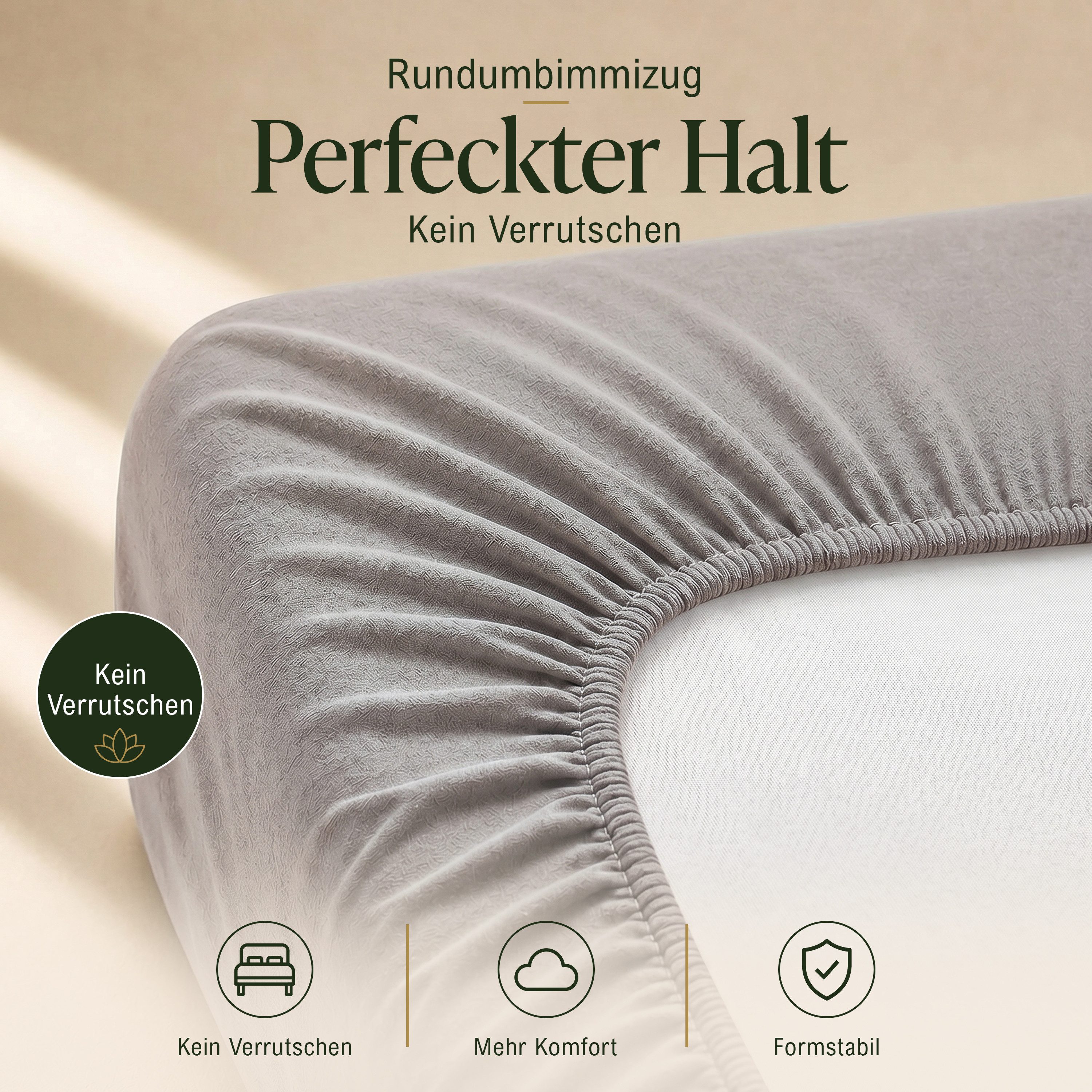 Malika Spannbettlaken aus 100% Baumwolle, 90-100x200, Taupe, Jersey Baumwolle, Gummizug: Ja, (1 Stück), Allergikergeeignet, Pflegeleicht und Atmungsaktiv