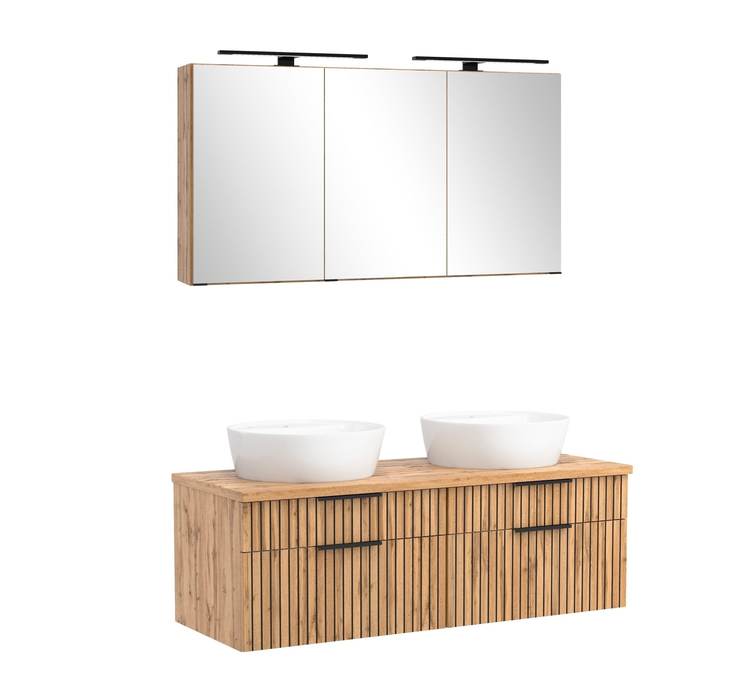 HELD MÖBEL Waschtisch-Set in Wotaneiche, schwarz - 120x200x47cm (BxHxT)